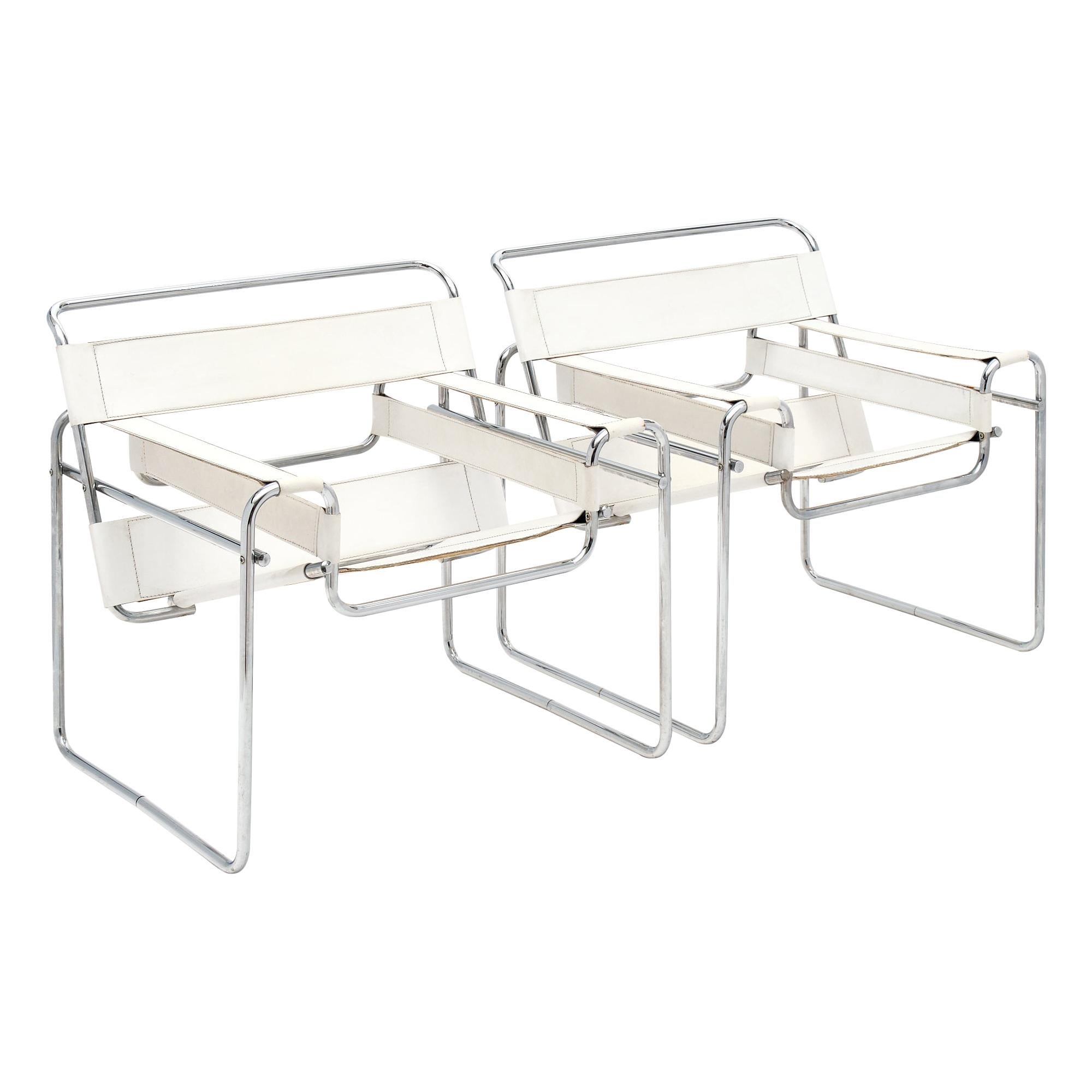 Marcel Breuer’s Wassily Design Style Pair of Armchairs