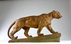 Marcel Briand Aka Marcel Bourraine, Lioness Sculpture, France Art Déco 1920s