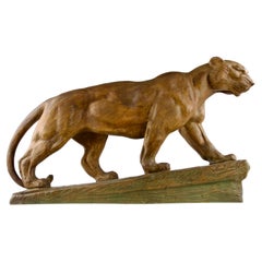 Marcel Briand Aka Marcel Bourraine, Lioness Sculpture, France Art Déco 1920s