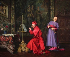 Óleo francés sobre lienzo "Conocedores de música" de Marcel Brunery 19Th