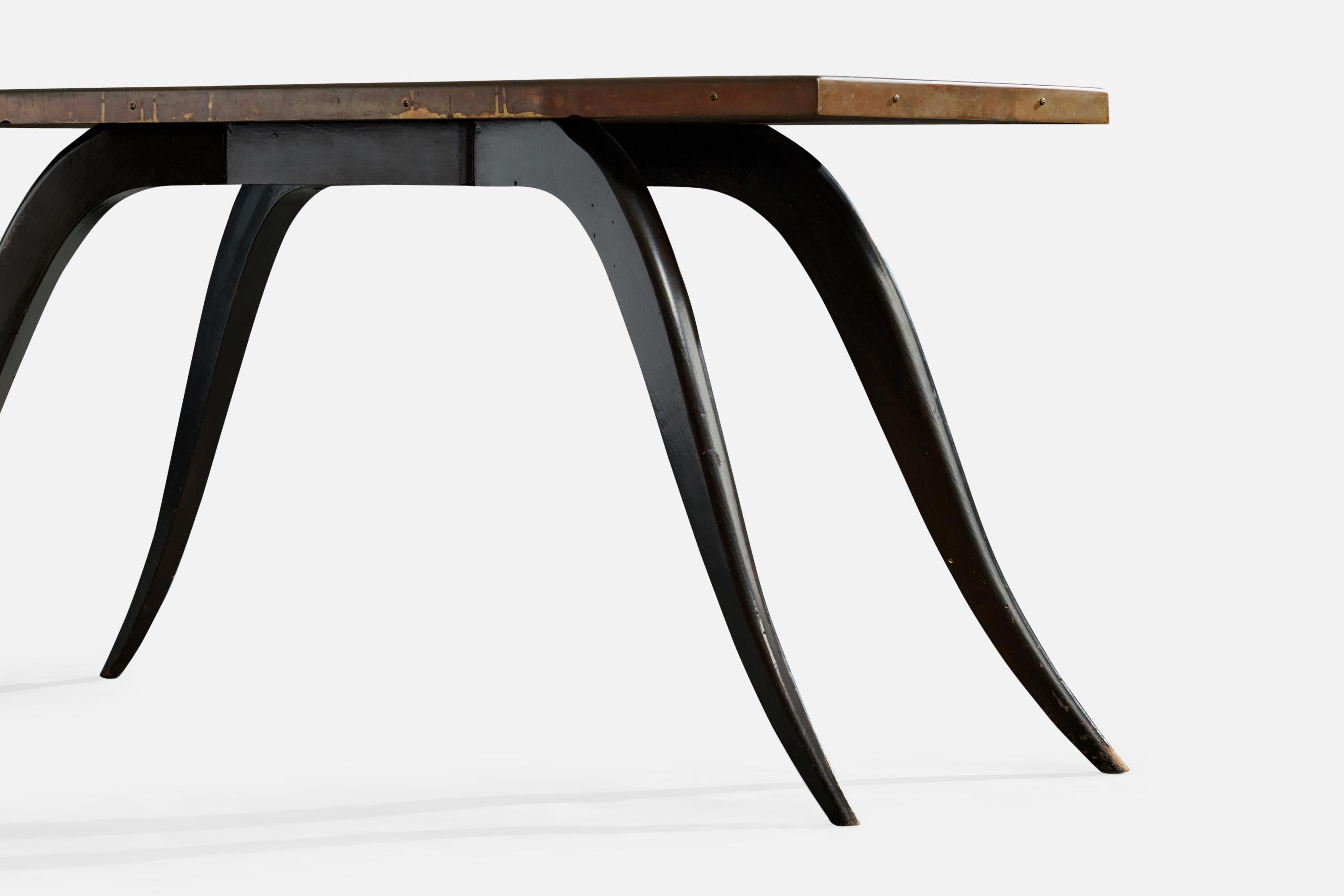 Marcel Cerf, Coffee Table, Wood, Brass, France, 1930s en vente 3