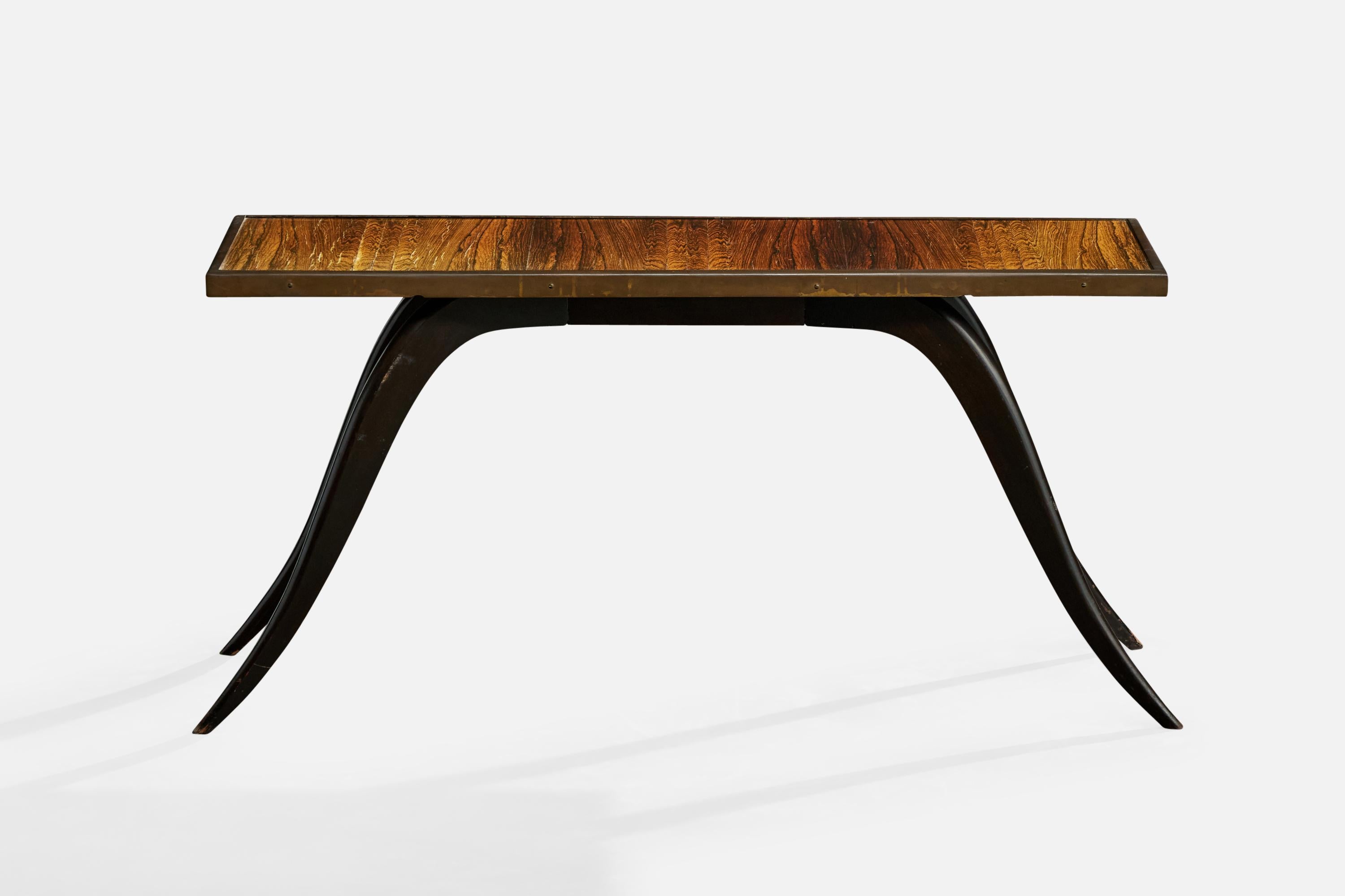 Français Marcel Cerf, Coffee Table, Wood, Brass, France, 1930s en vente