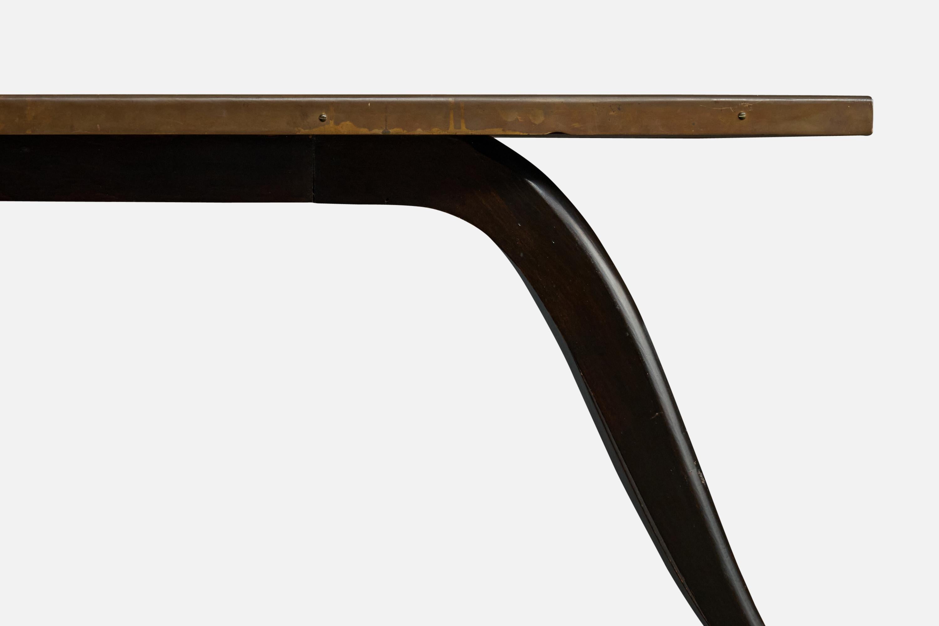 Milieu du XXe siècle Marcel Cerf, Coffee Table, Wood, Brass, France, 1930s en vente