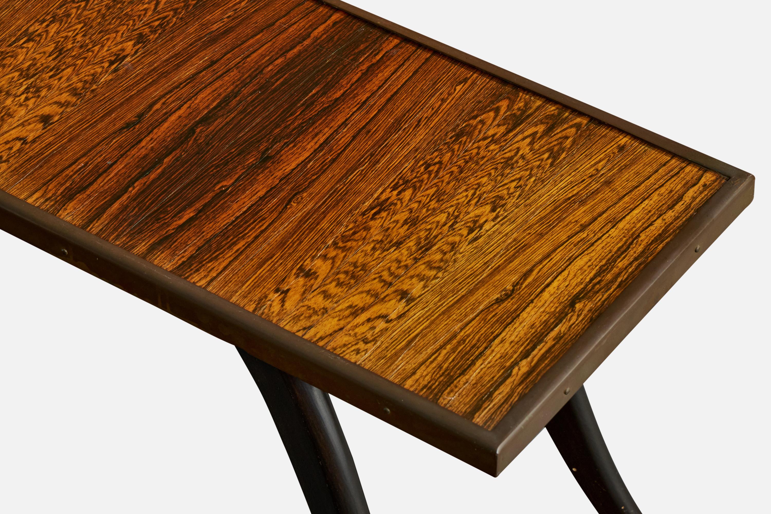 Marcel Cerf, Coffee Table, Wood, Brass, France, 1930s en vente 1