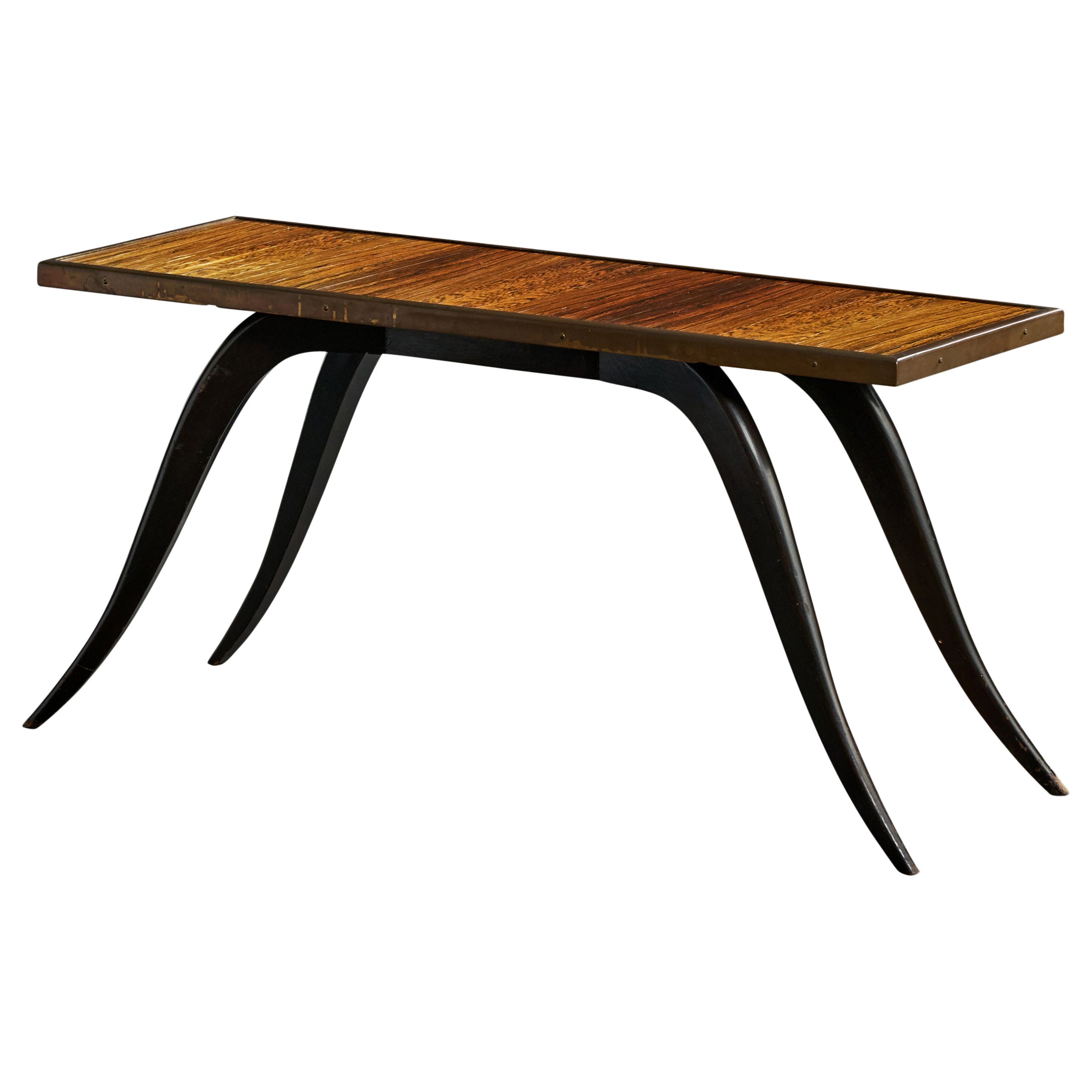 Marcel Cerf, Coffee Table, Wood, Brass, France, 1930s en vente