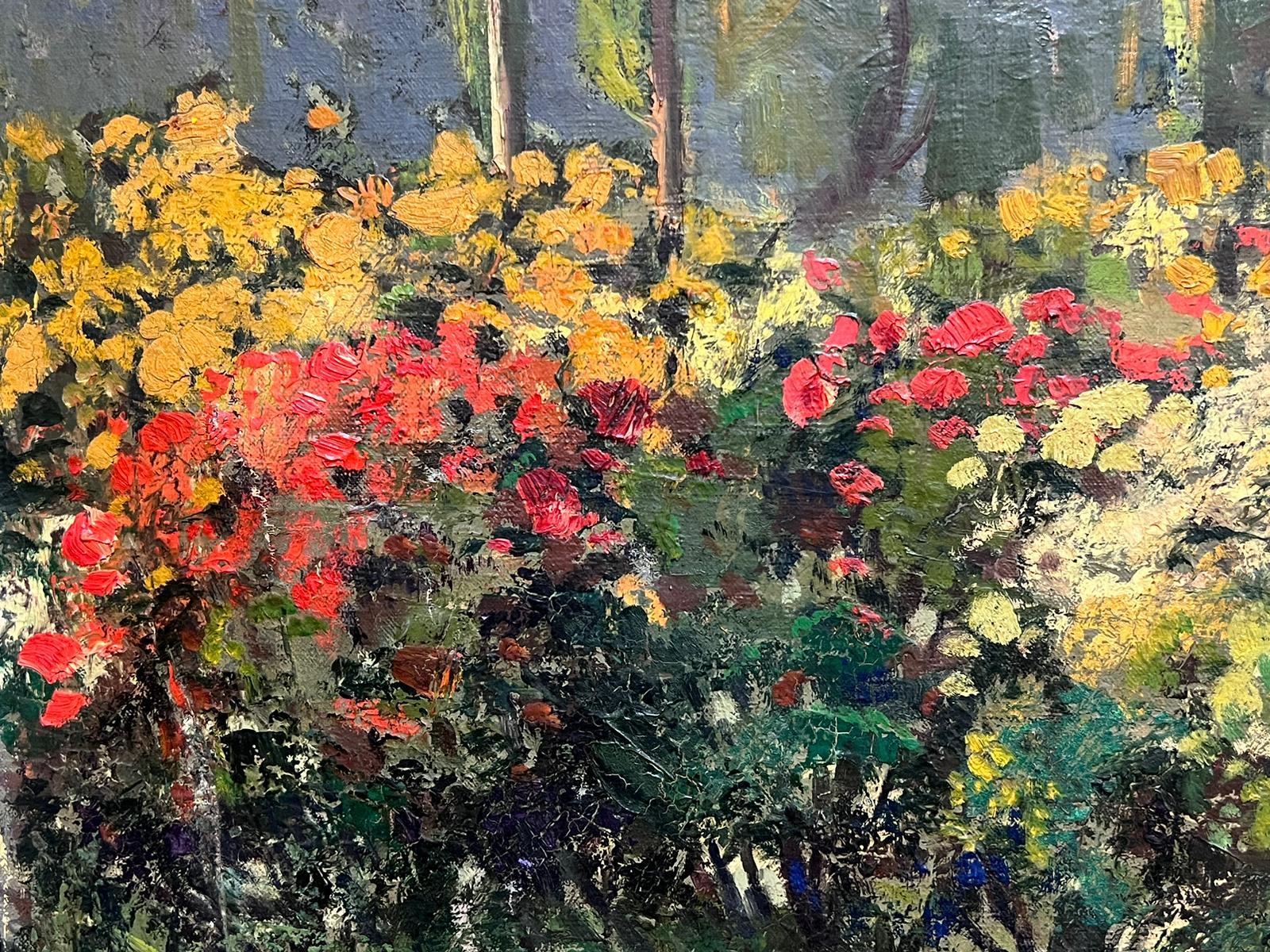 Grande huile post-impressionniste française des années 1920 Azaleas 2