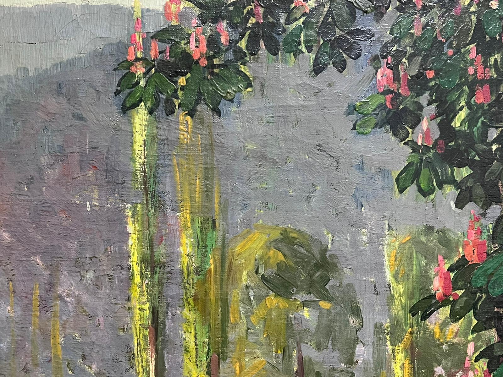 Grande huile post-impressionniste française des années 1920 Azaleas 3