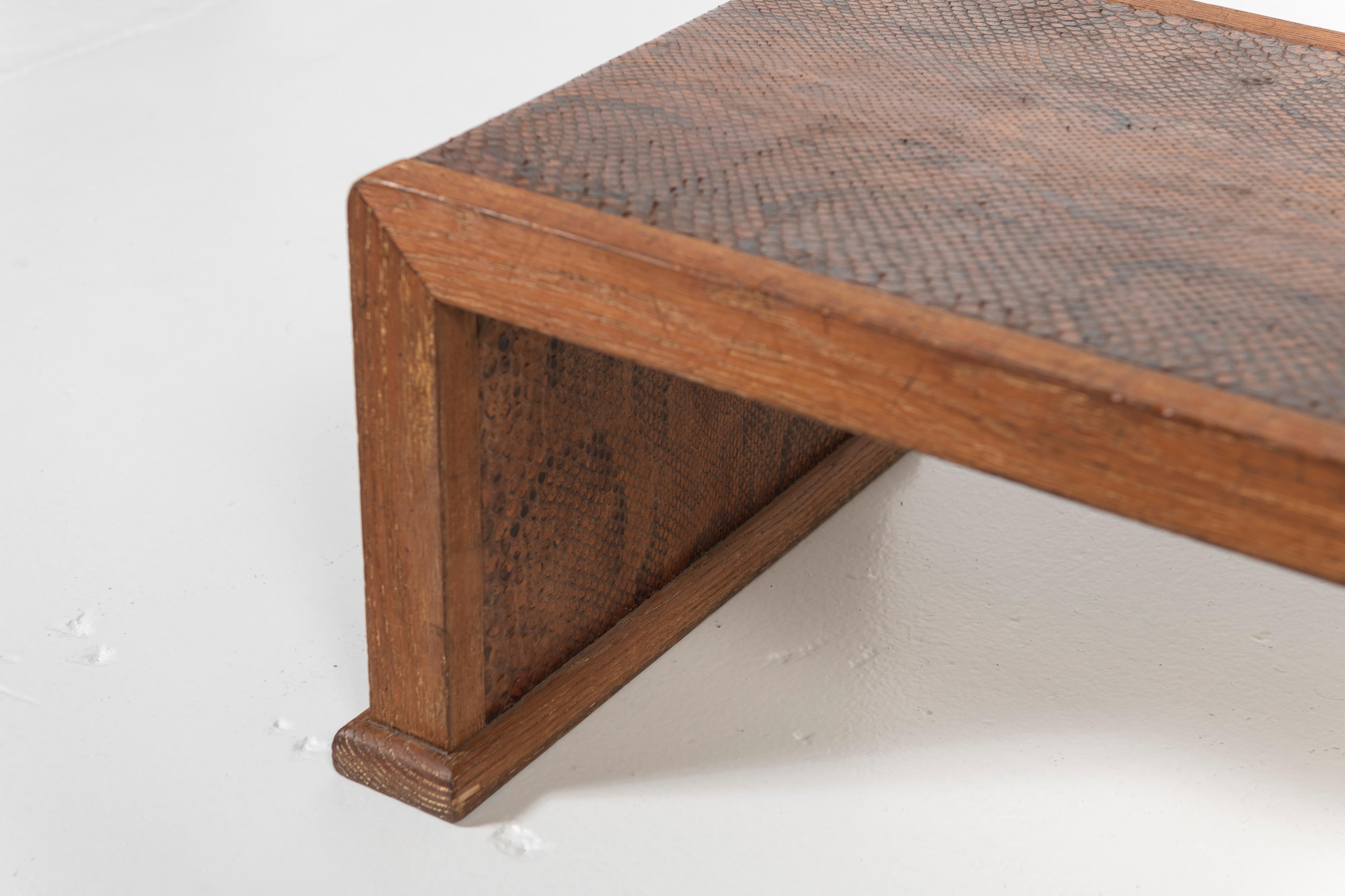 Art Deco Marcel Coard Oak Coffee Table Wrapped in Python For Sale