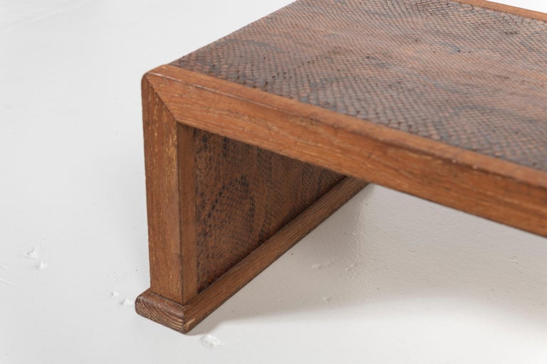 Art Deco Marcel Coard Oak Coffee Table Wrapped in Python For Sale