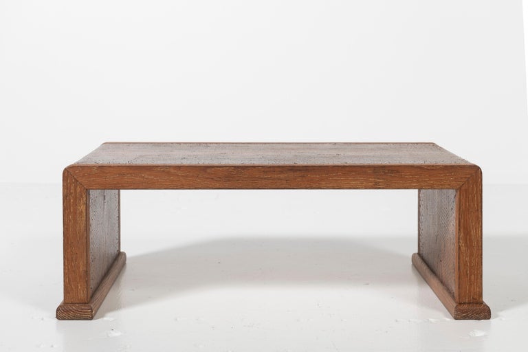 French Marcel Coard Oak Coffee Table Wrapped in Python For Sale