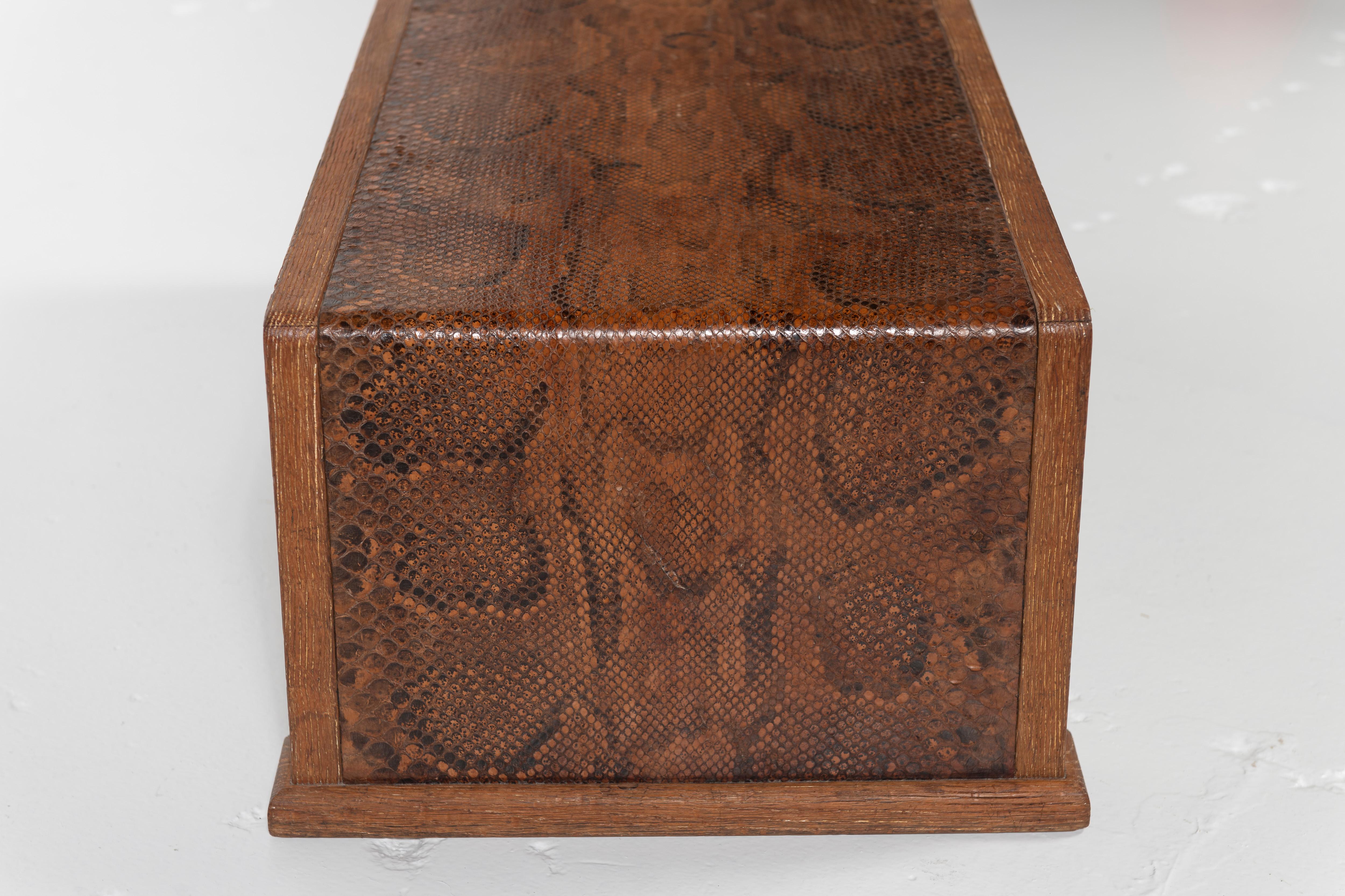 Early 20th Century Marcel Coard Oak Coffee Table Wrapped in Python For Sale