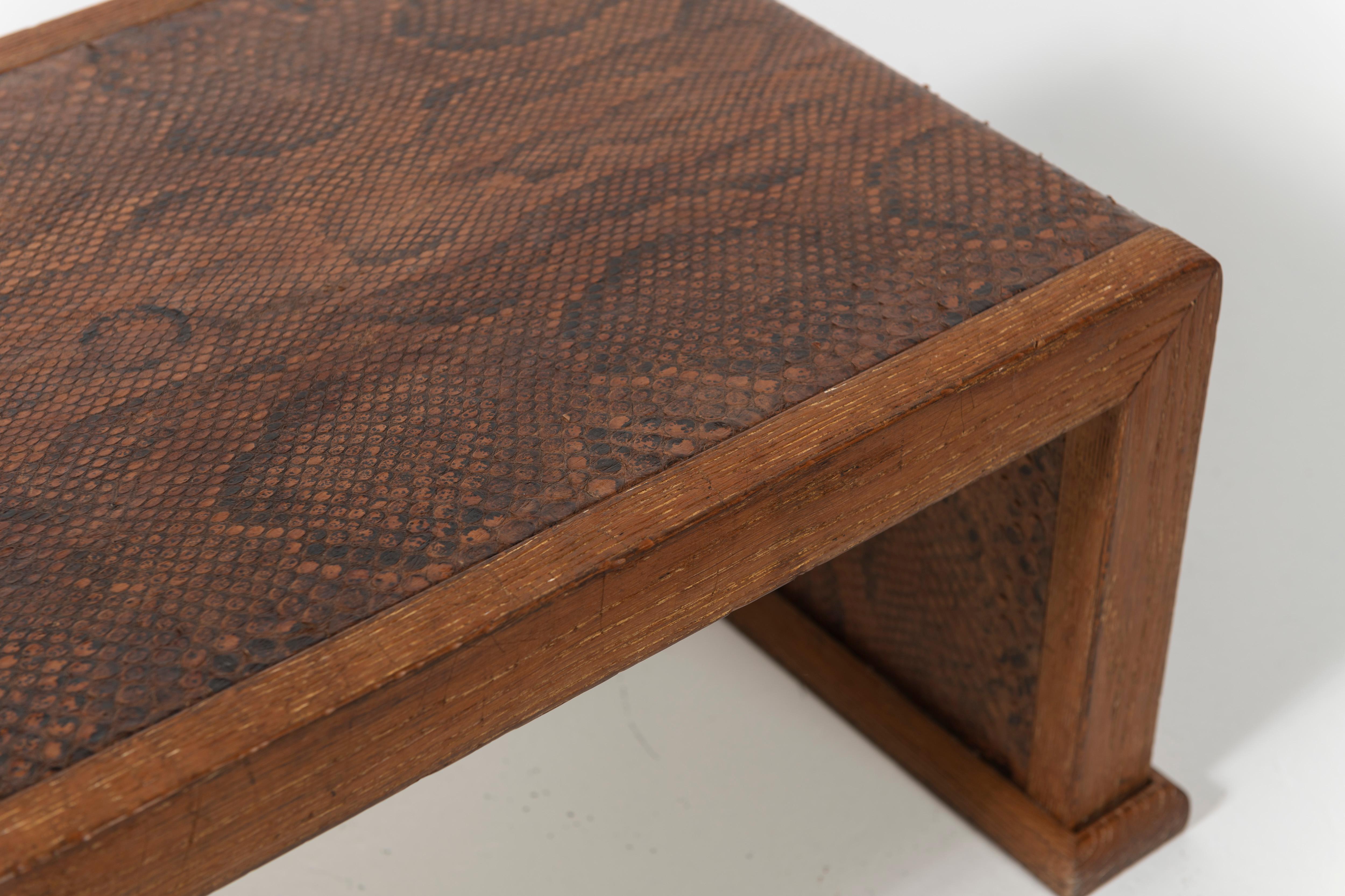 Marcel Coard Oak Coffee Table Wrapped in Python For Sale 2