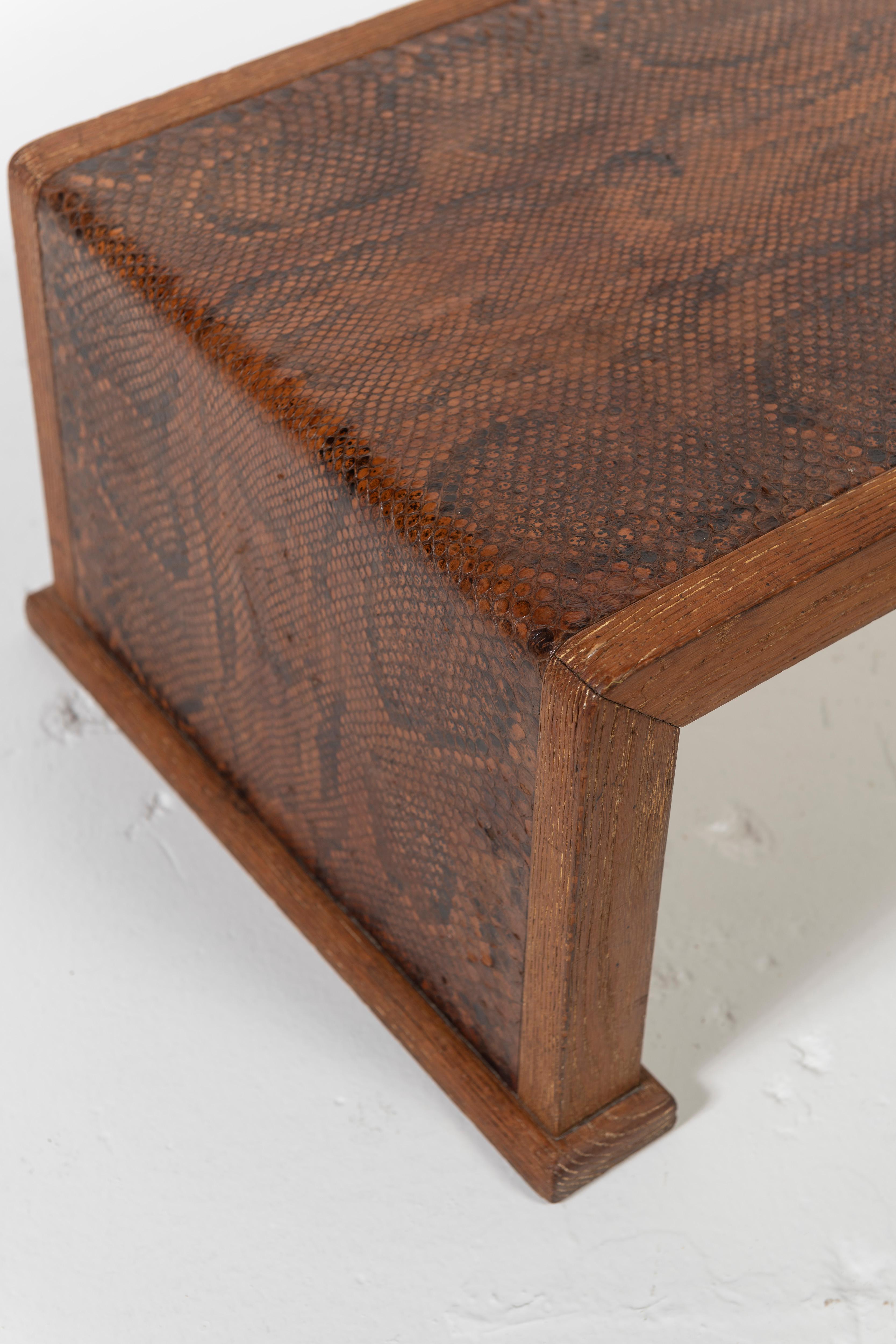 Marcel Coard Oak Coffee Table Wrapped in Python For Sale 3