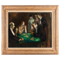 Marcel Cosson Oil on Canvas The Card Players, circa 1920
