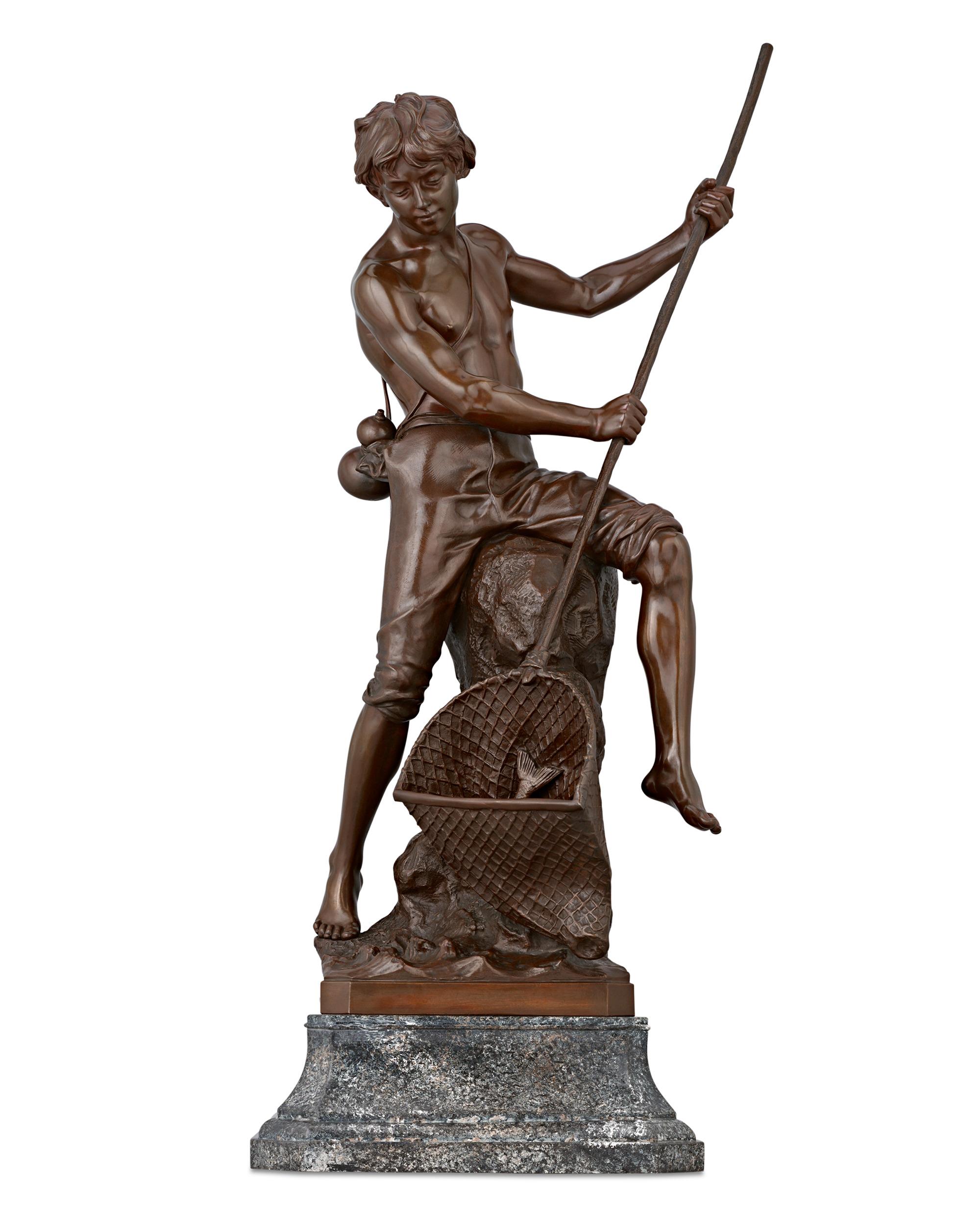 Marcel Debut Figurative Painting - Fisher Boy by Marcel Début