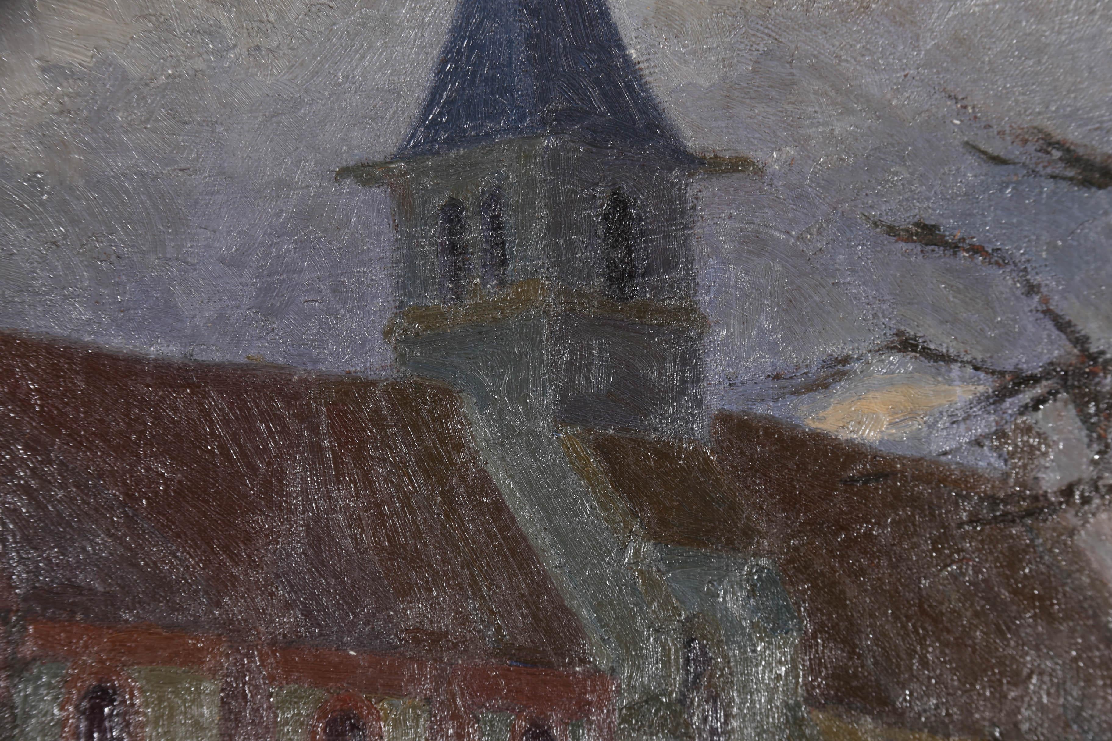 Marcel Delaunay (1876-1959) - French School Oil, Church at Twilight For Sale 3