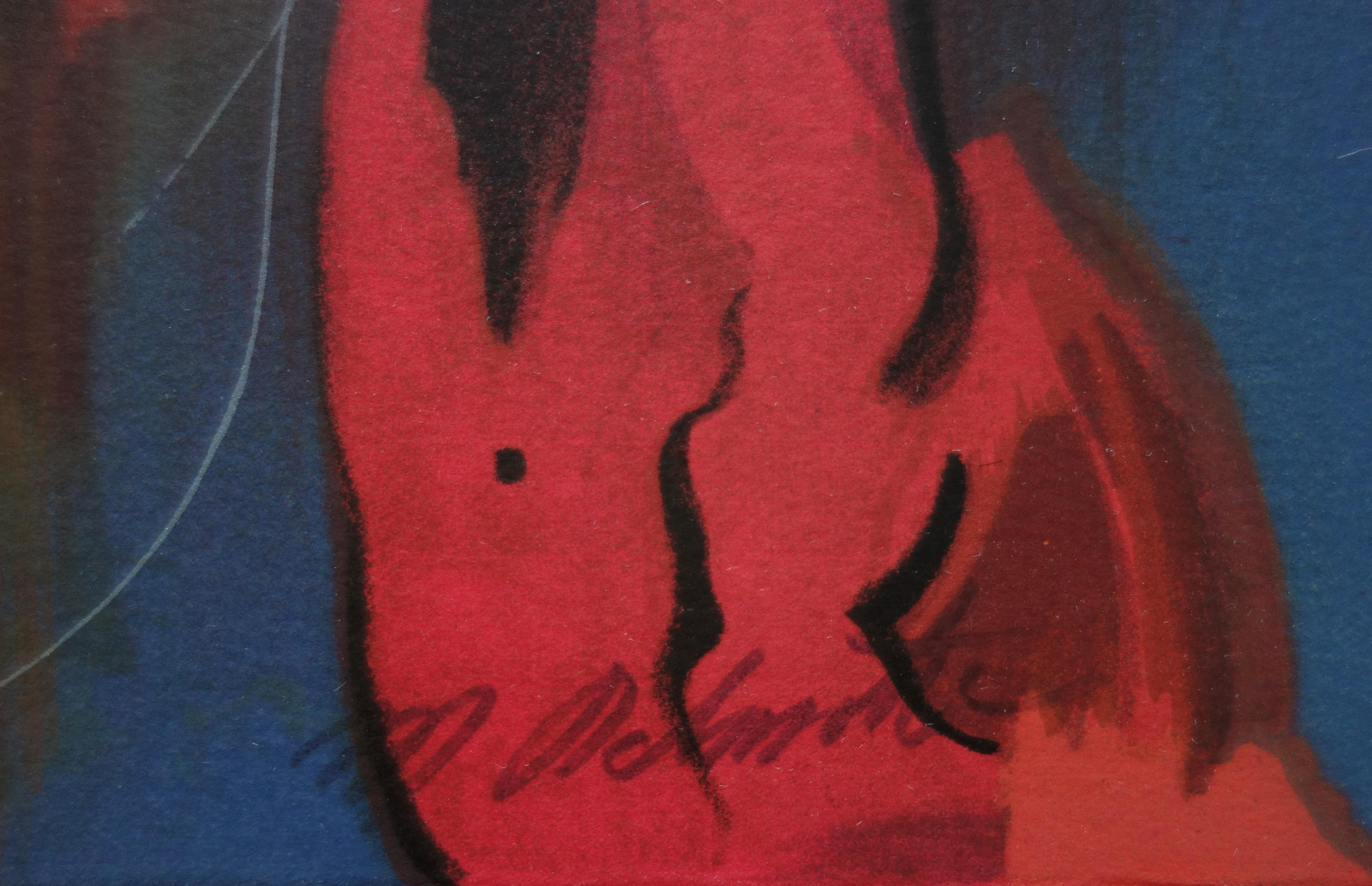 Woman in Fire - Original handsigned lithograph - Modern Print by Marcel DELMOTTE