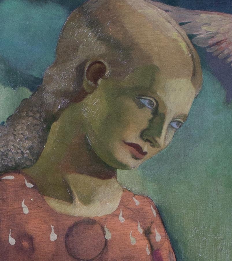 Dipinto ad olio Art Deco del XX secolo raffigurante Diana cacciatrice - Painting di Marcel Delmotte 
