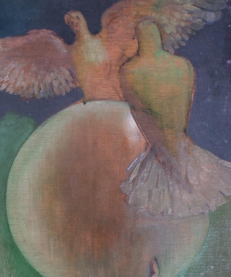 Dipinto ad olio Art Deco del XX secolo raffigurante Diana cacciatrice - Painting Art Déco di Marcel Delmotte 