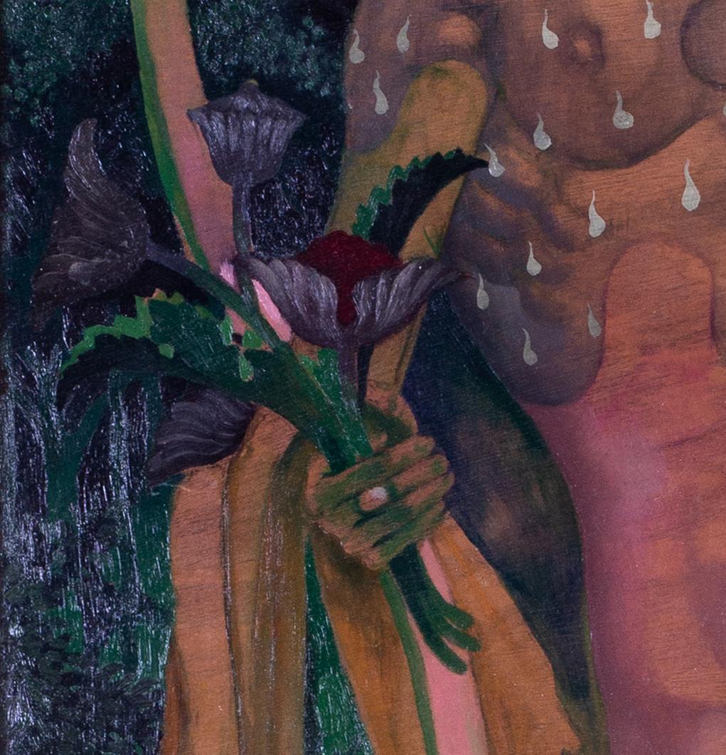 Dipinto ad olio Art Deco del XX secolo raffigurante Diana cacciatrice - Figurative Painting Grigio di Marcel Delmotte 