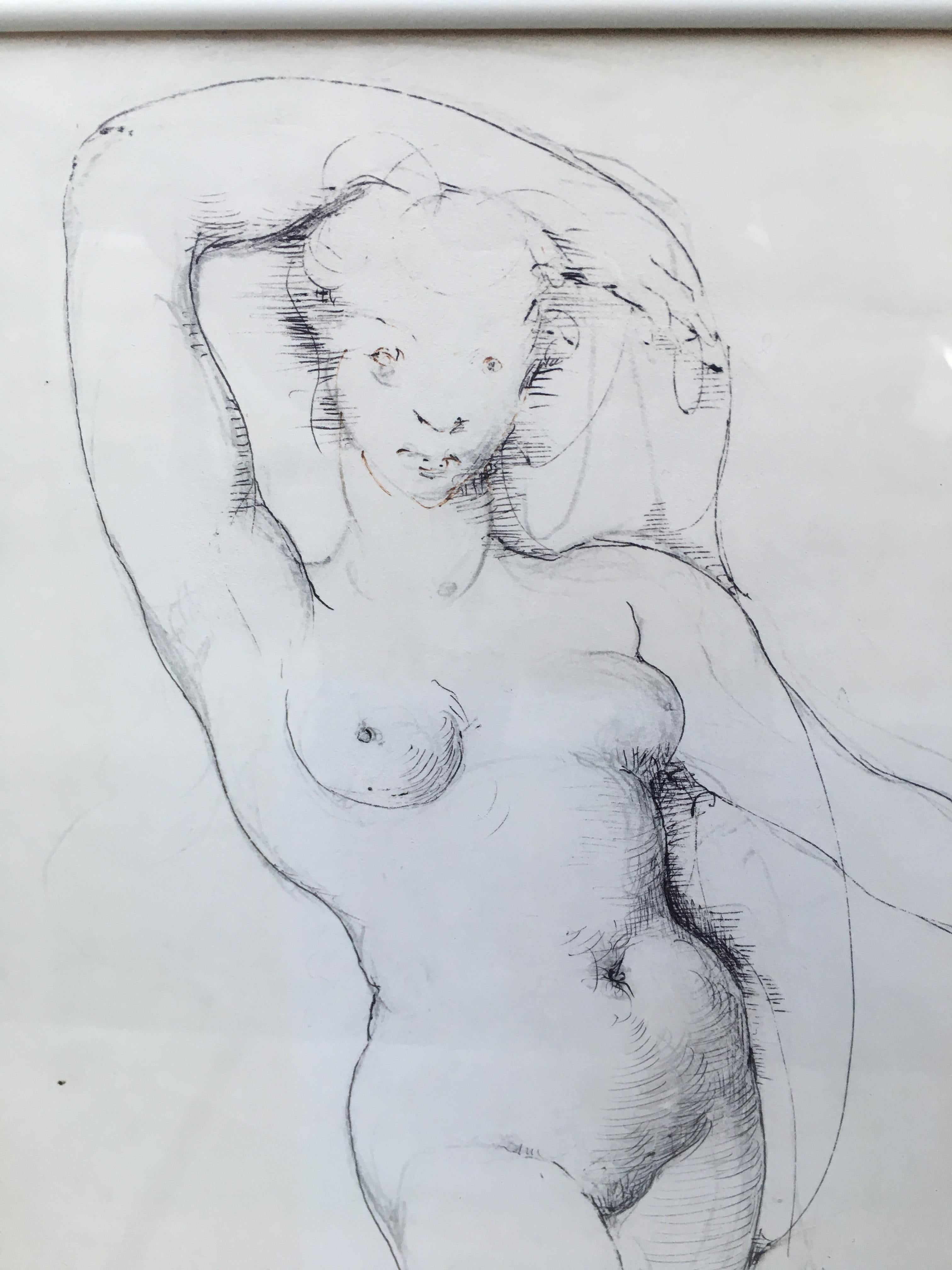 Marcel Delmotte, Drawing Signed and Dated 1981 For Sale 1
