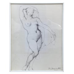Marcel Delmotte, Drawing Signed and Dated 1981