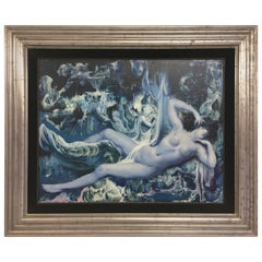 Marcel Delmotte, Oil on Panel Painting "L'a nuit", circa 1970
