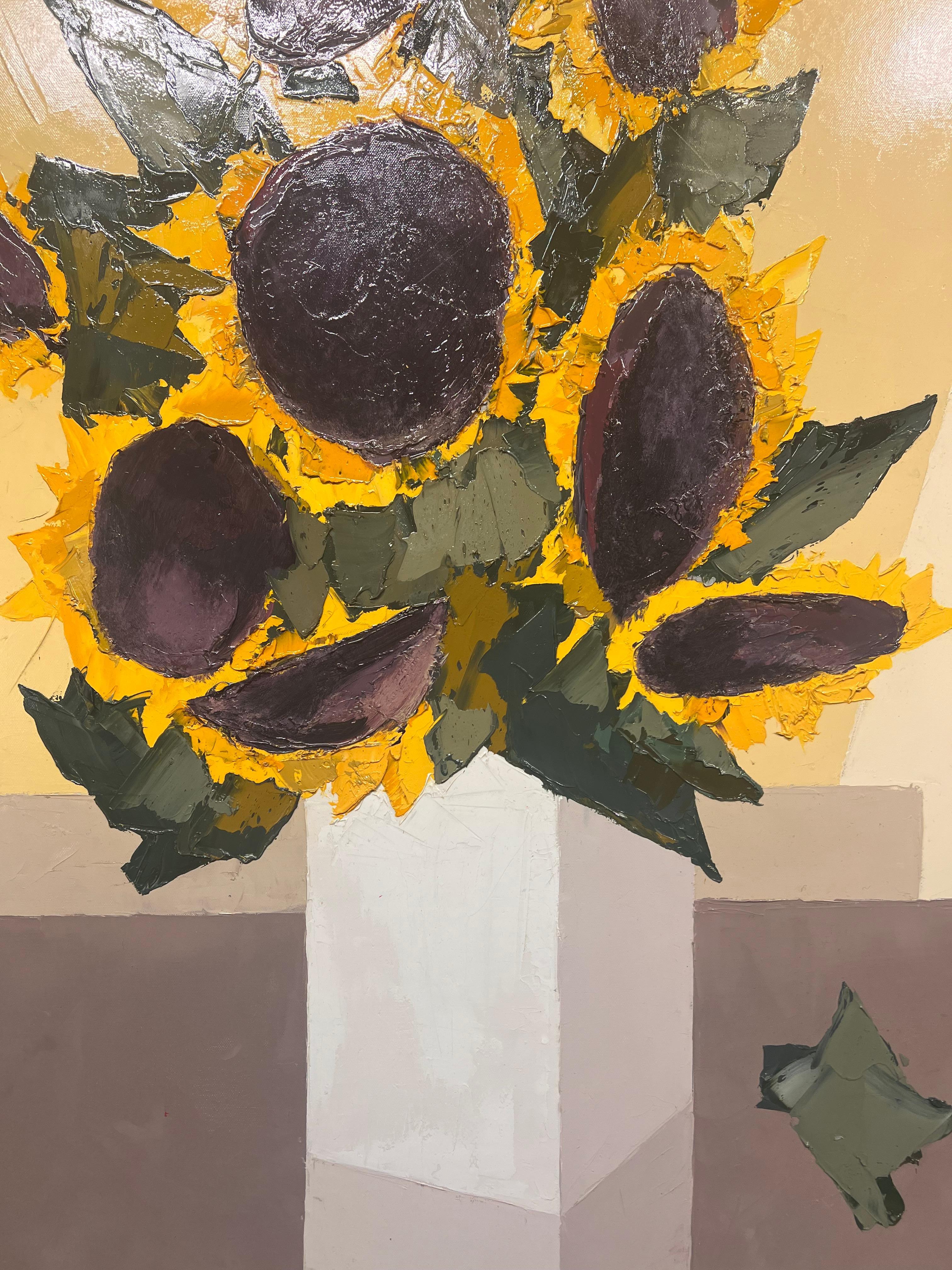 Les Tournesols (Sunflowers) - Painting by Marcel Demagny