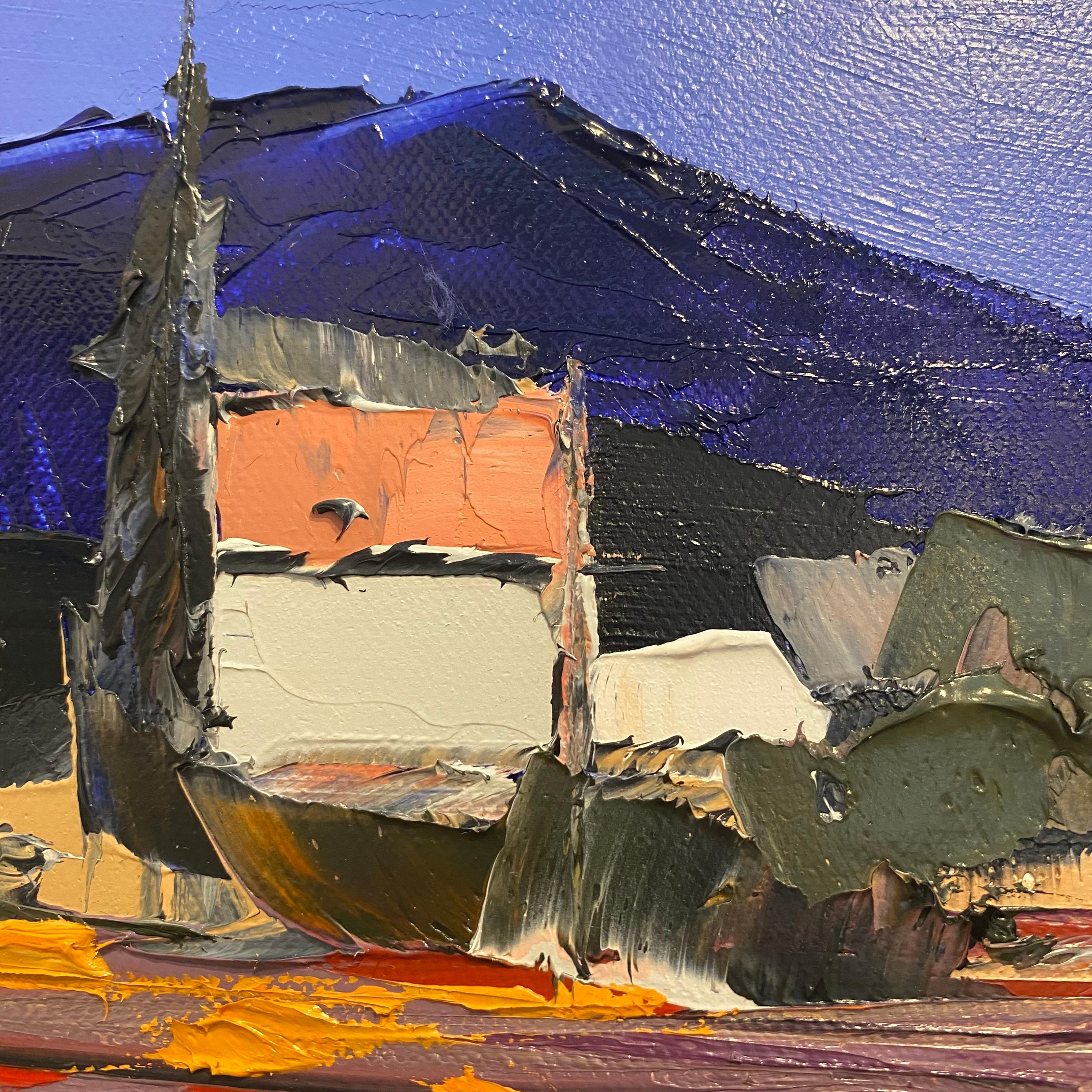 Lumières de Provence - Gris Landscape Painting par Marcel Demagny