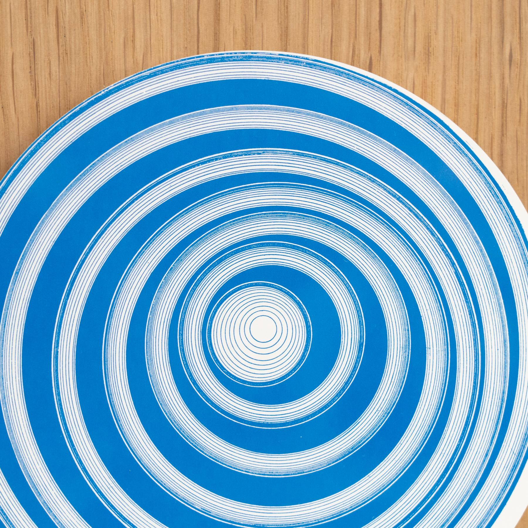 Late 20th Century Marcel Duchamp Blue and White Cerceaux Rotorelief by Konig Series 133, 1987 For Sale