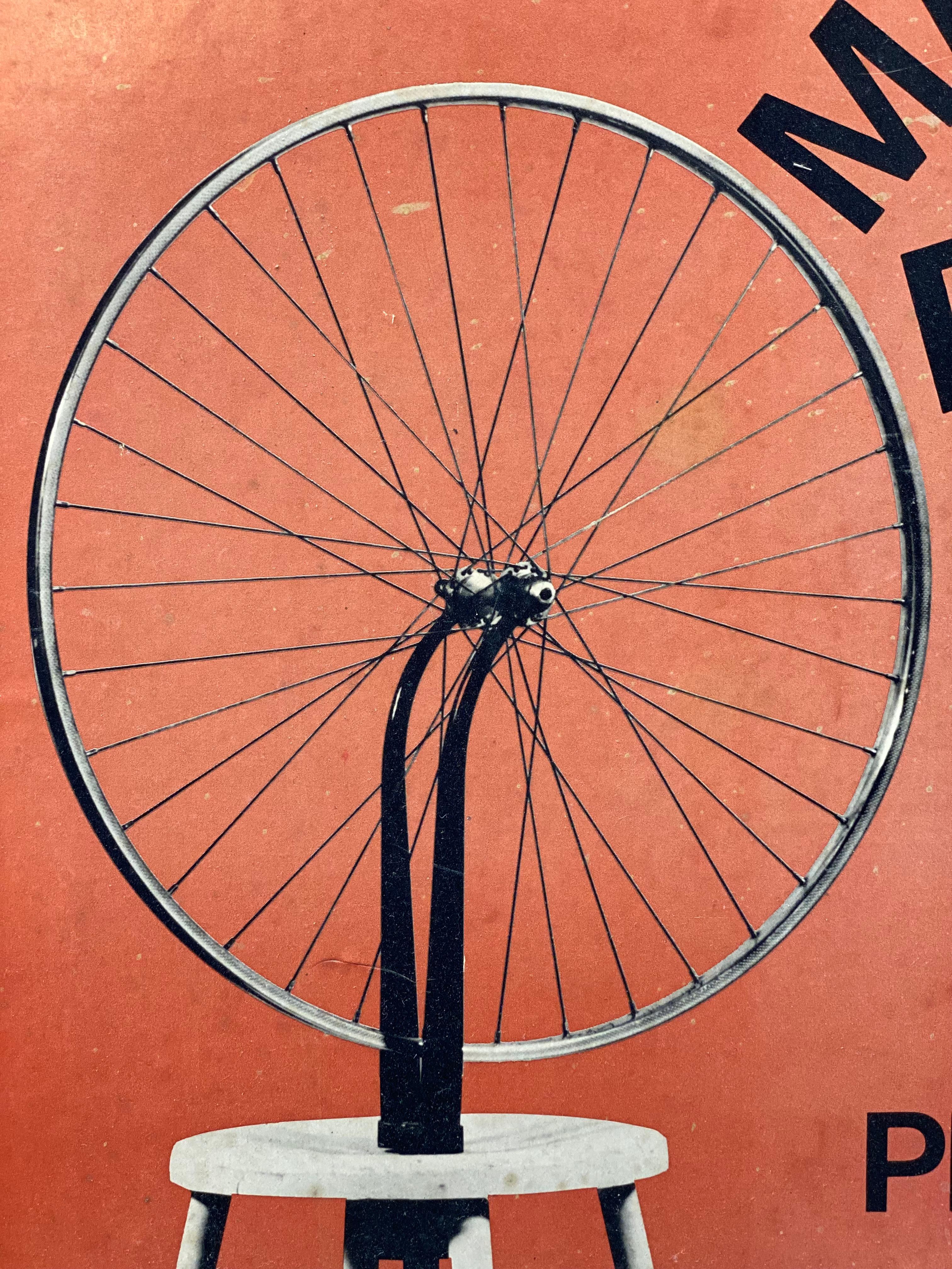 Poster della mostra Marcel Duchamp Dada Bicycle Wheel, Philadelphia MOA 1973 In condizioni discrete in vendita a Garnerville, NY