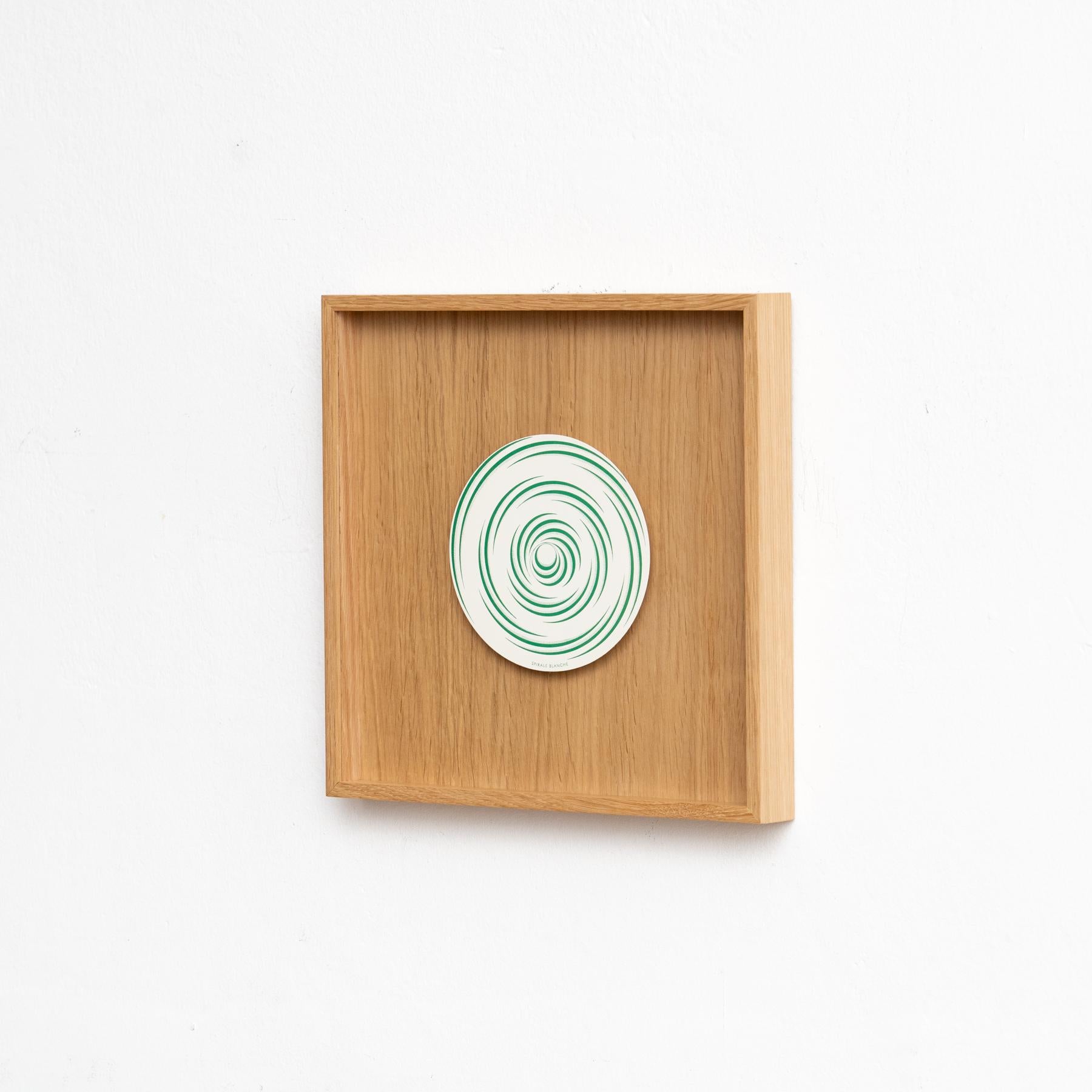 Mid-Century Modern Marcel Duchamp Green White Spirale Blanche Rotorelief by Konig Series 133, 1987 For Sale