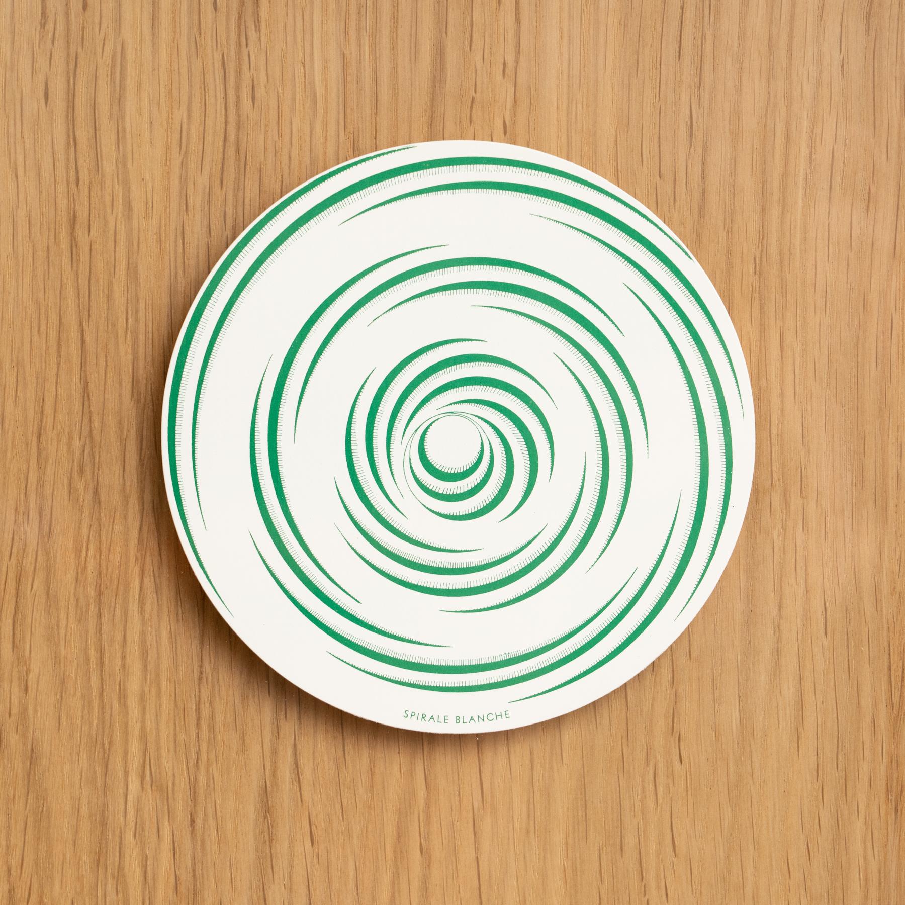 Marcel Duchamp Green White Spirale Blanche Rotorelief by Konig Series 133, 1987 In Good Condition For Sale In Barcelona, Barcelona