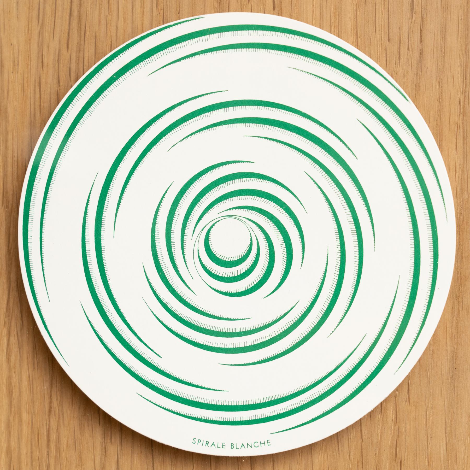 Late 20th Century Marcel Duchamp Green White Spirale Blanche Rotorelief by Konig Series 133, 1987 For Sale