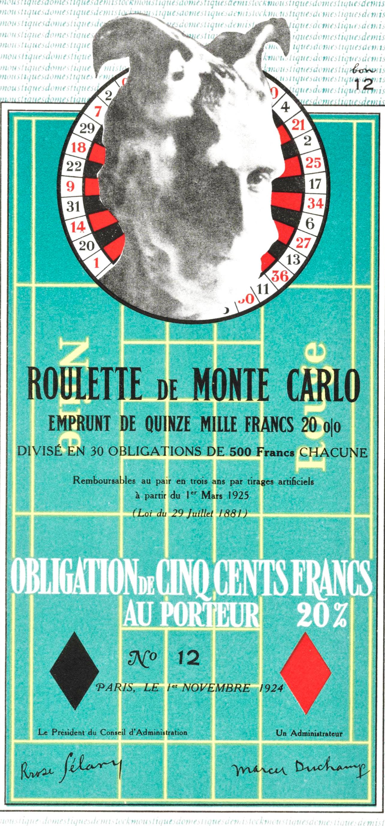 Bond de Monte-Carlo (Schwarz 406), Société internationale d'art XXe siècle - Print de Marcel Duchamp