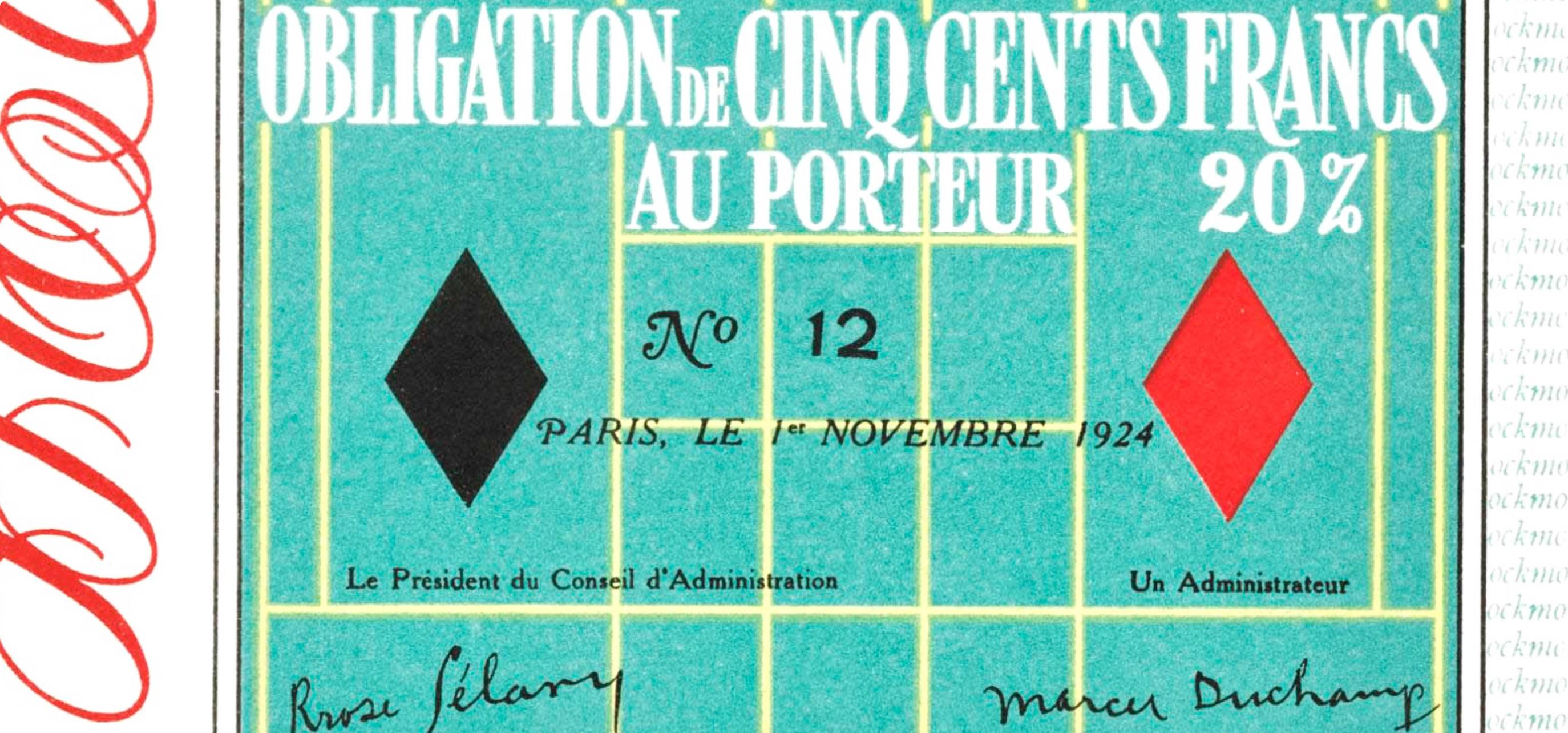 Bond de Monte-Carlo (Schwarz 406), Société internationale d'art XXe siècle - Bleu Landscape Print par Marcel Duchamp