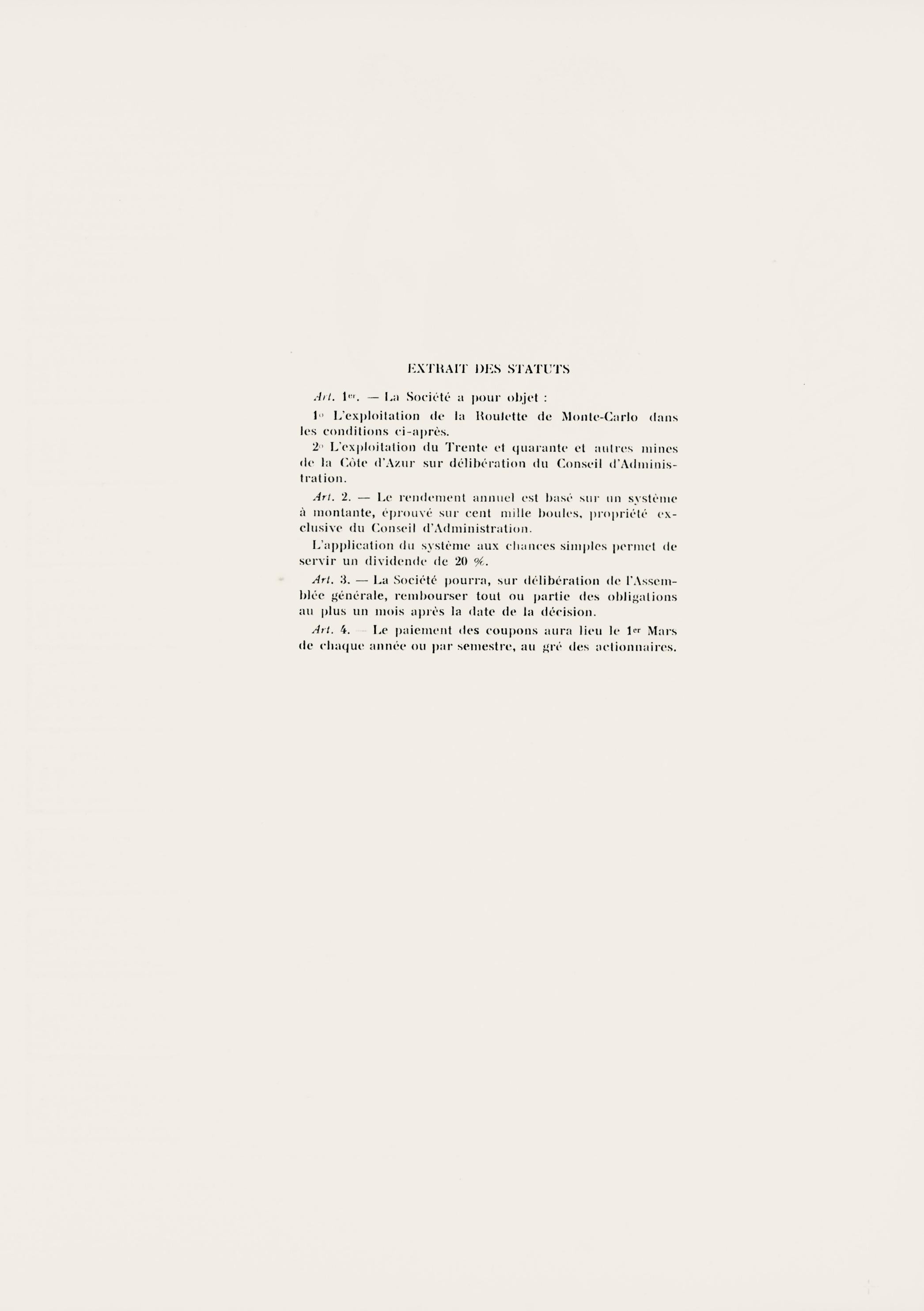 Bond de Monte-Carlo (Schwarz 406), Société internationale d'art XXe siècle en vente 1