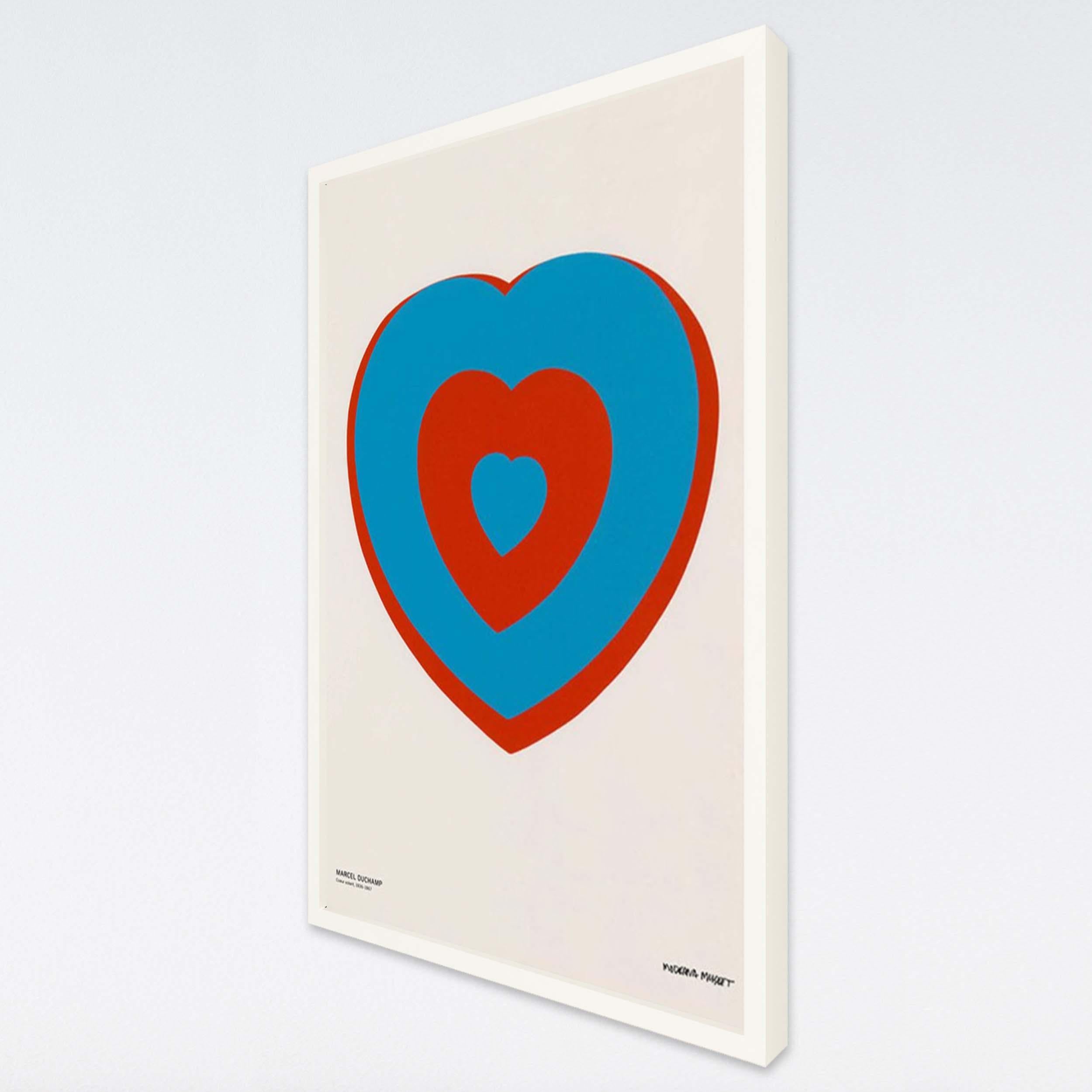 MARCEL DUCHAMP
COEUR VOLANT (FLUTTERING HEART), 2012
Poster
39 3/8 x 27 1/2 in
100 x 70 cm

Condition: Very good. Very light signs of age or handling. 

A poster by Moderna Museet, Sweden. Features an image of the iconic work 