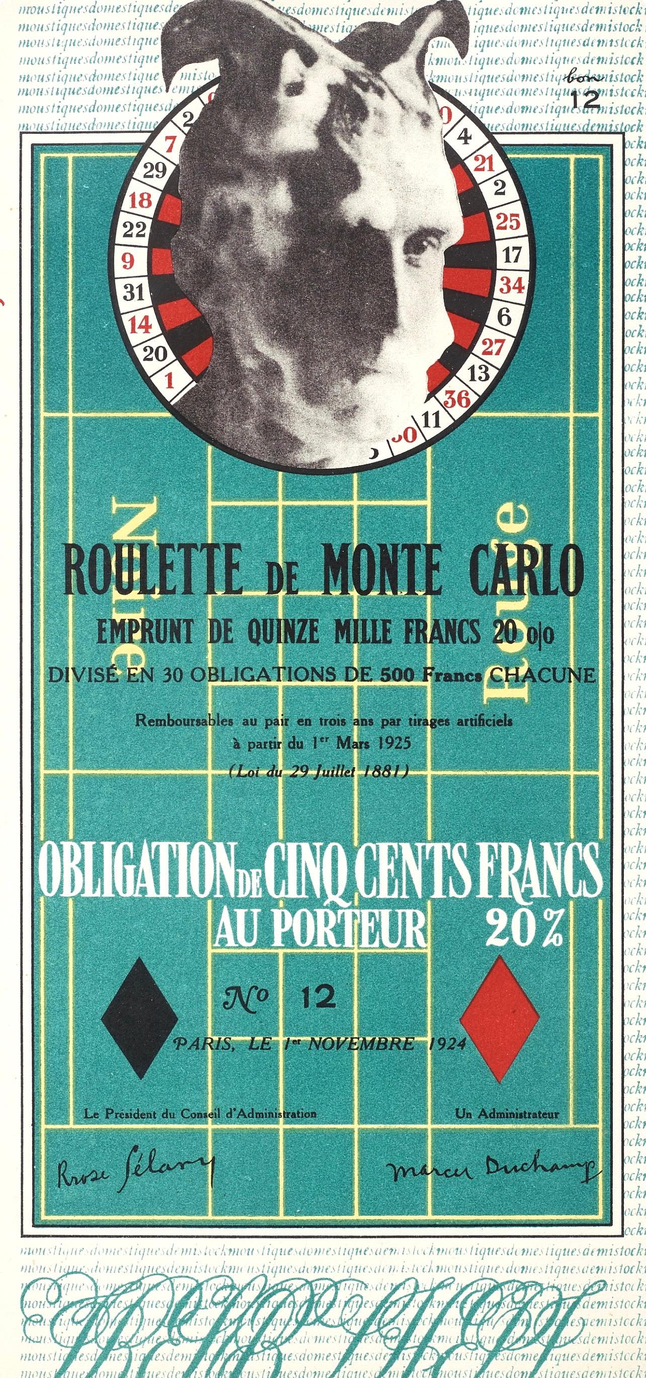 Duchamp, Monte Carlo Bond (Schwarz 406b), XXe Siècle (after) - Print by Marcel Duchamp