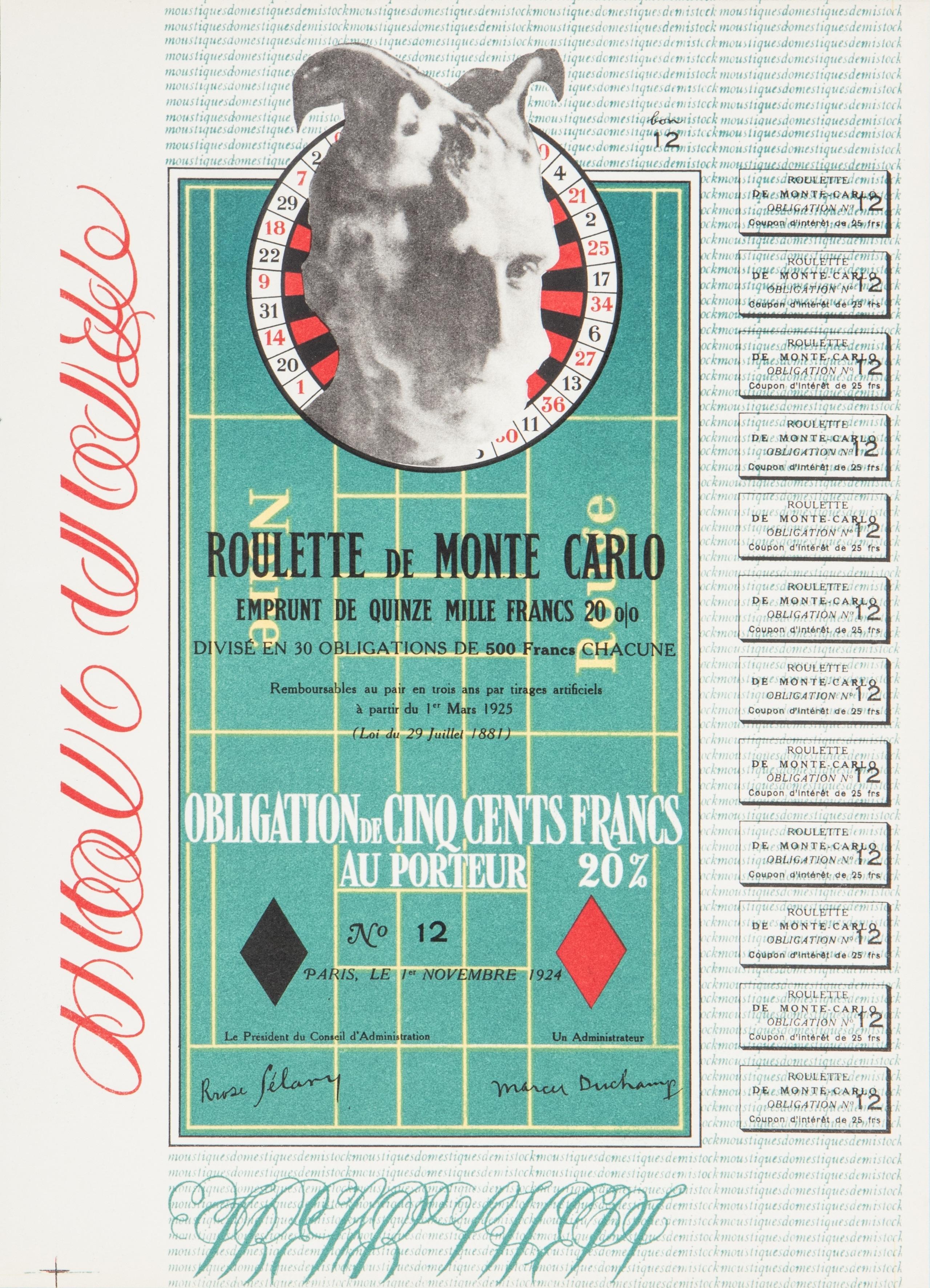 Marcel Duchamp Abstract Print – Duchamp, Monte Carlo Bond (Schwarz 406b), XXe Siècle (nach)