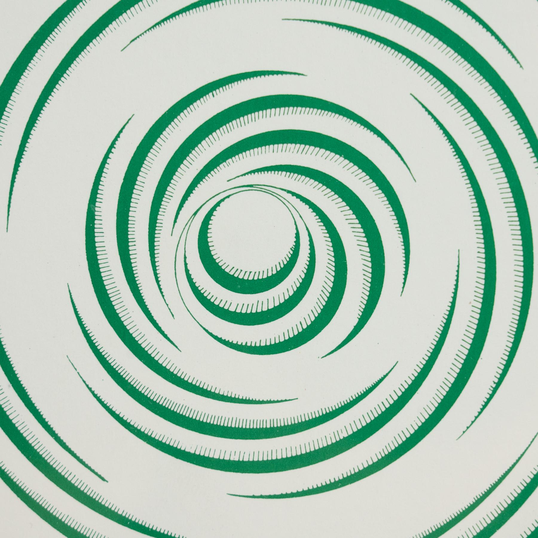Paper Marcel Duchamp Spirale Blanche Rotorelief Framed in Yellow, 1987 For Sale