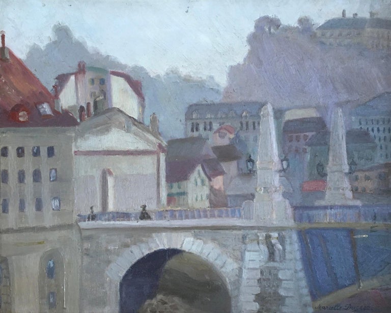 Marcel Ducret Landscape at the old bridge For Sale at 1stDibs