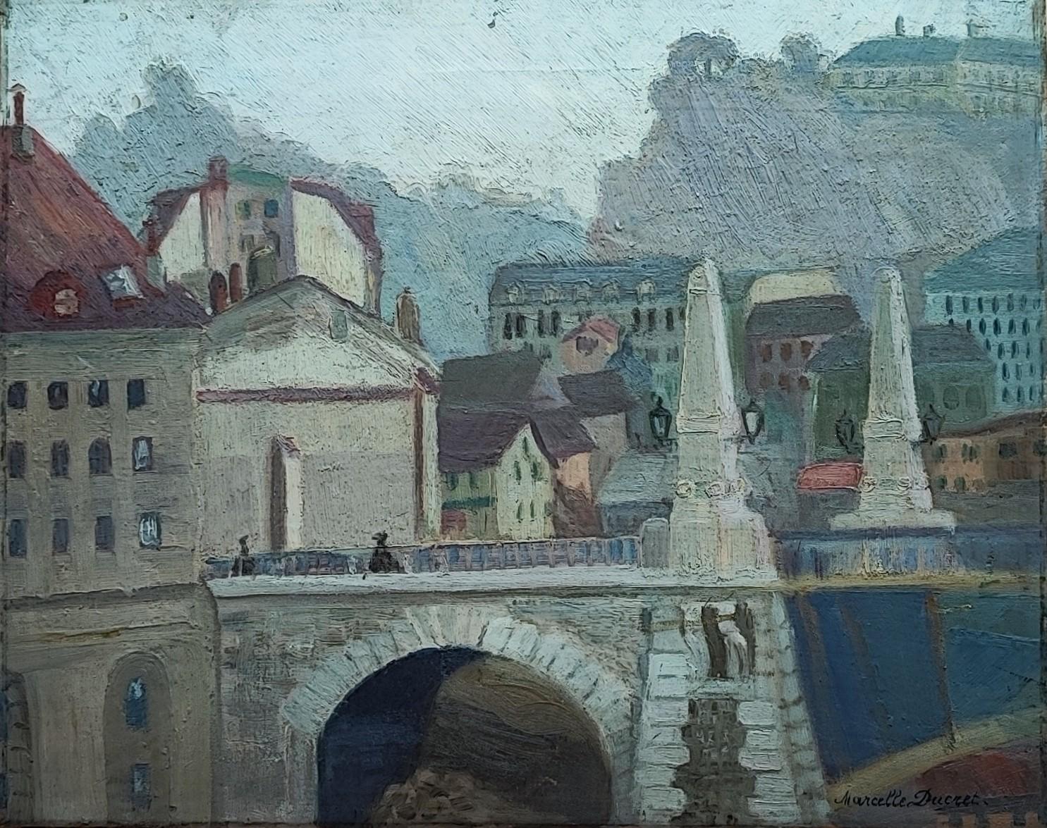Marcel Ducret Landscape Painting - Landscape at the old bridge