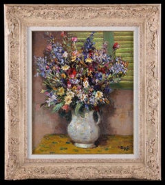 Ein Blumenstillleben auf einem Tisch von Marcel Dyf. Öl auf Leinwand