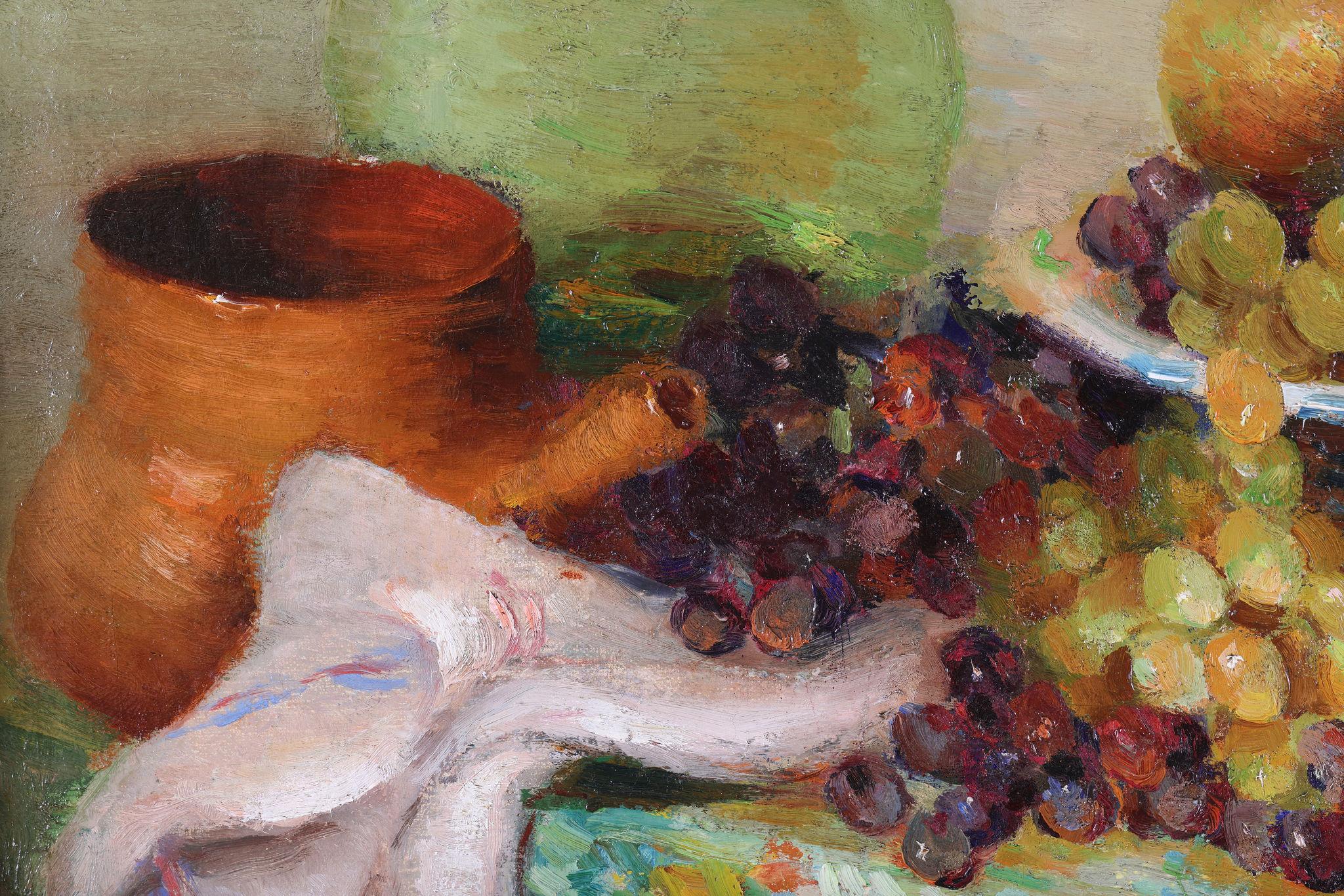 Natura morta di frutta, fiori e vasi su un tavolo di Marcel Dyf. Olio su tela in vendita 6