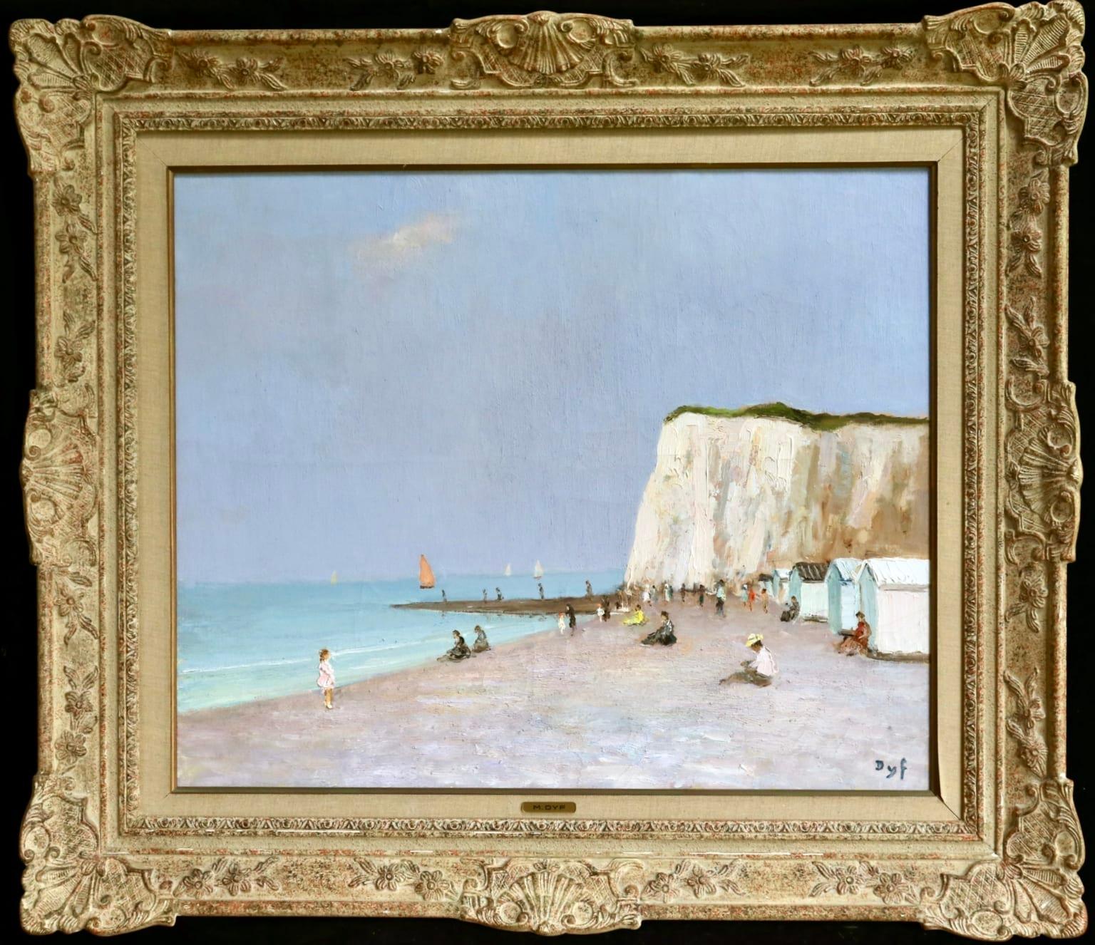 Bathers under the cliffs - Post Impressionist Oil, Beach Seascape by Marcel Dyf