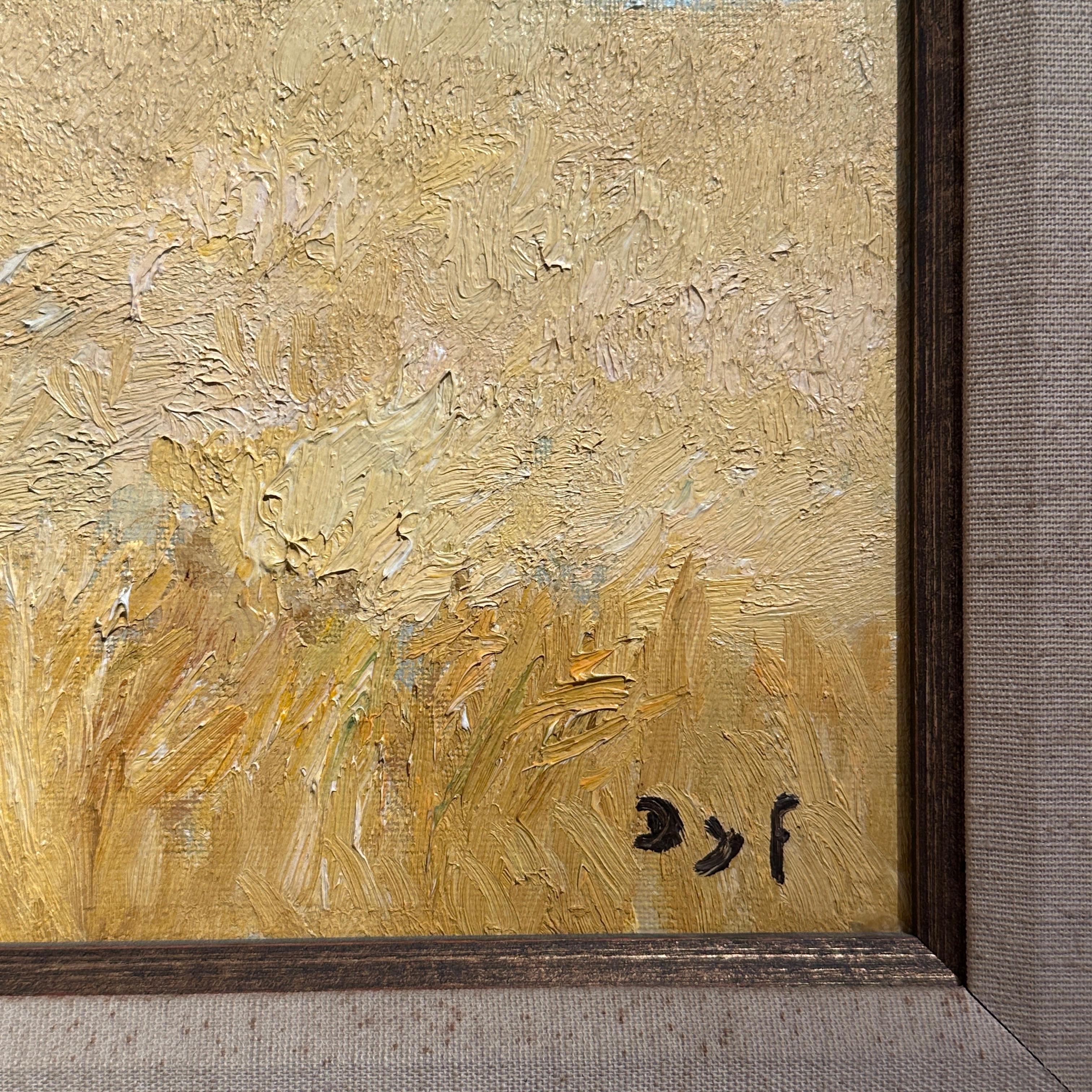 Bles et Maïs peinture impressionniste de paysage de Provence jaune maïs en vente 4
