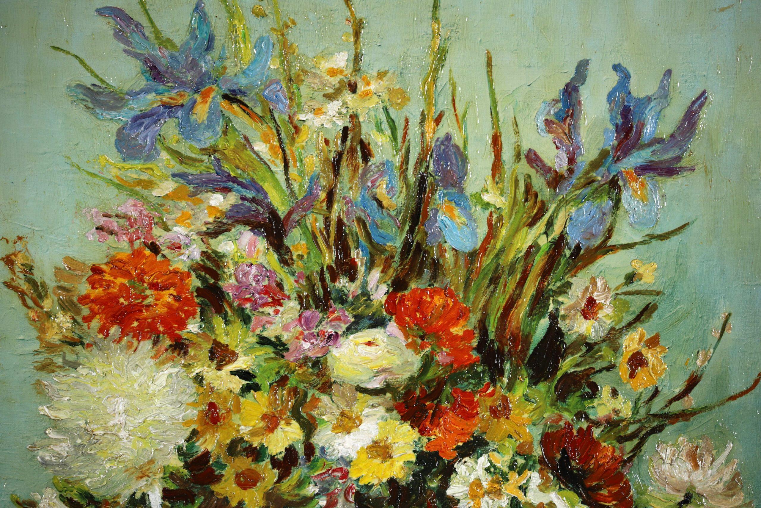 Bouquet de fleurs - Post Impressionist Still Life Oil Painting by Marcel Dyf 1