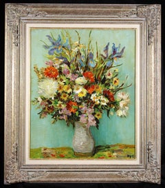 Bouquet de fleurs - Nature morte post-impressionniste à l'huile de Marcel Dyf