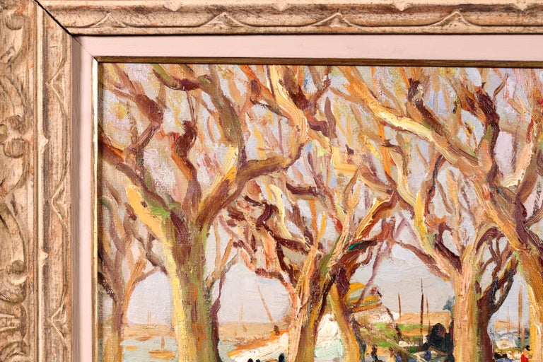 Cannes et le vieux port - Post Impressionist Oil, Landscape by Marcel Dyf For Sale 3